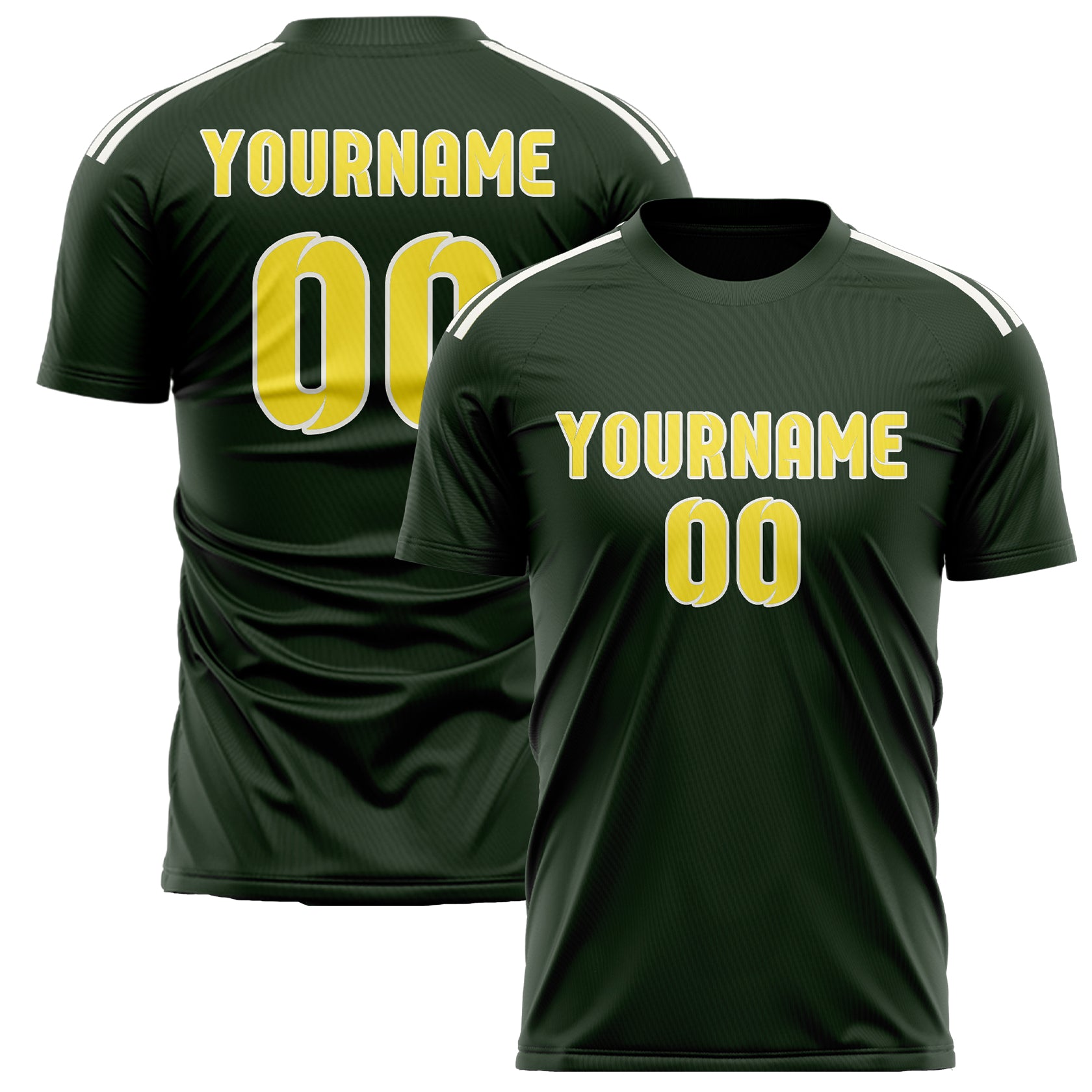 Custom Dark Green Light Yellow Soccer Jersey