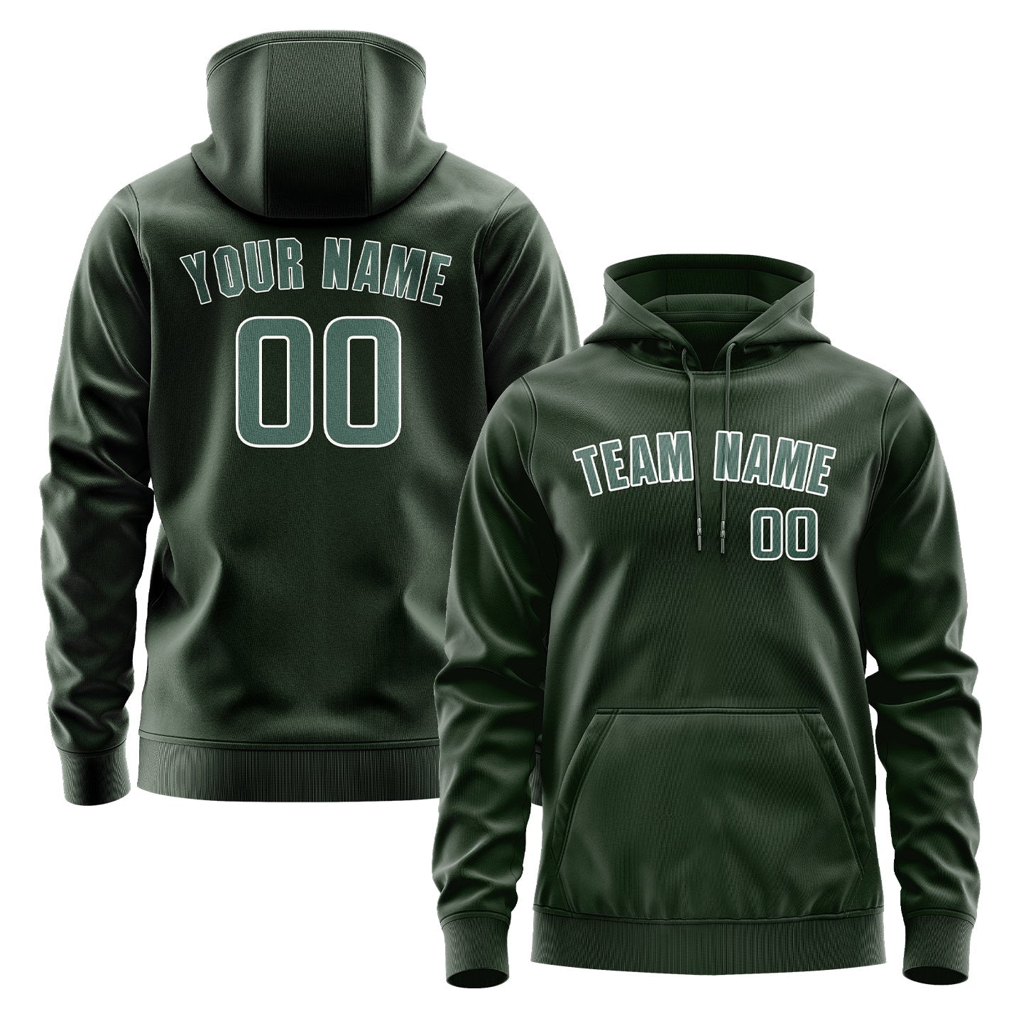 Custom Dark Green Blue Green Hoodie