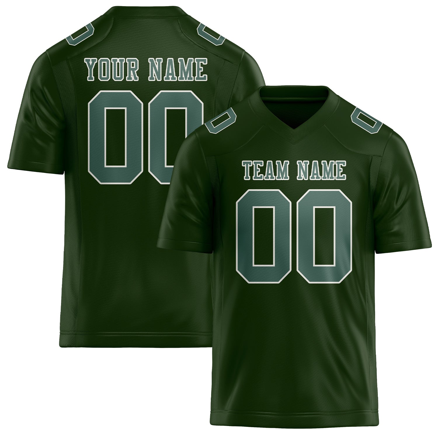 Custom Dark Green Blue Green Football Jersey