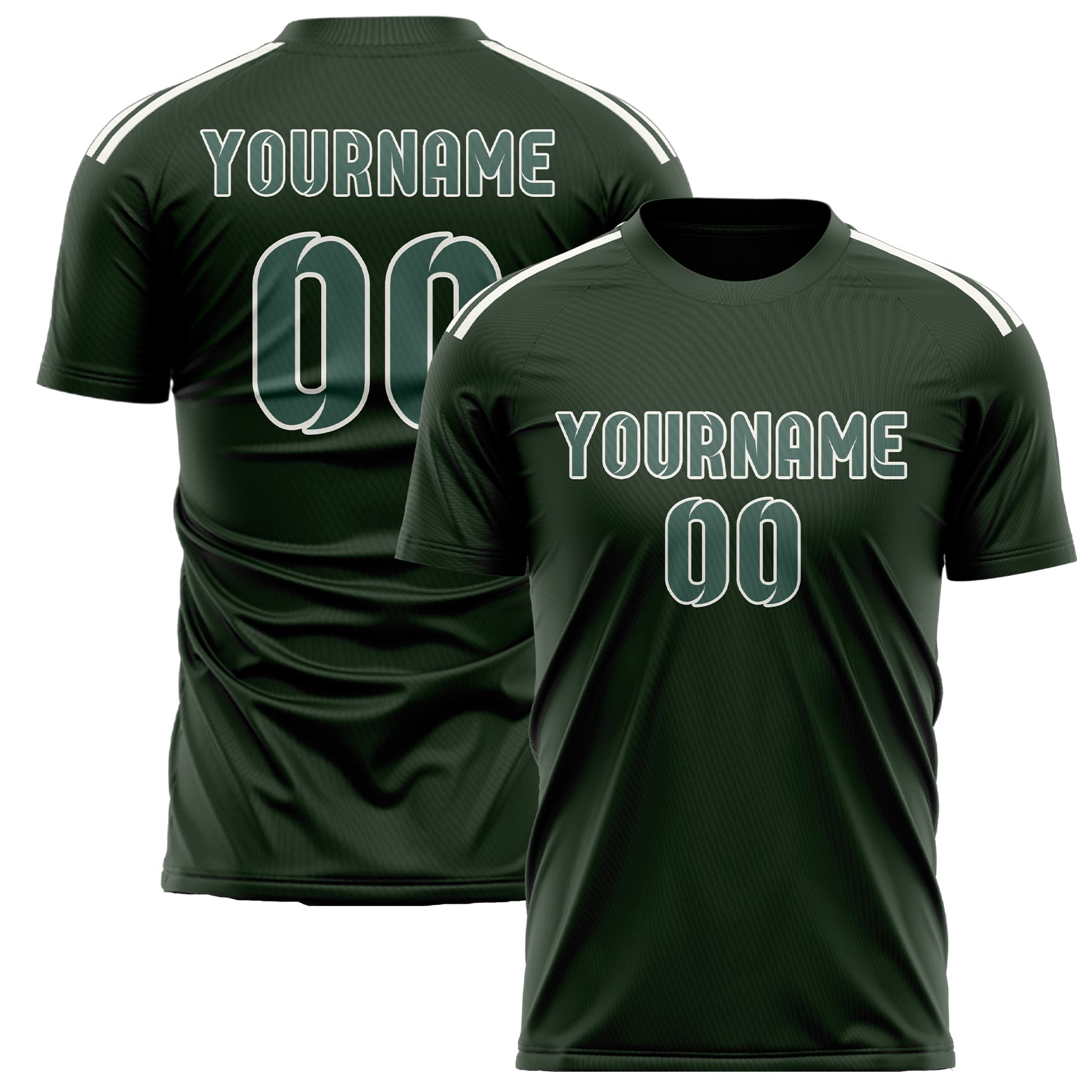 Custom Dark Green Blue Green Soccer Jersey