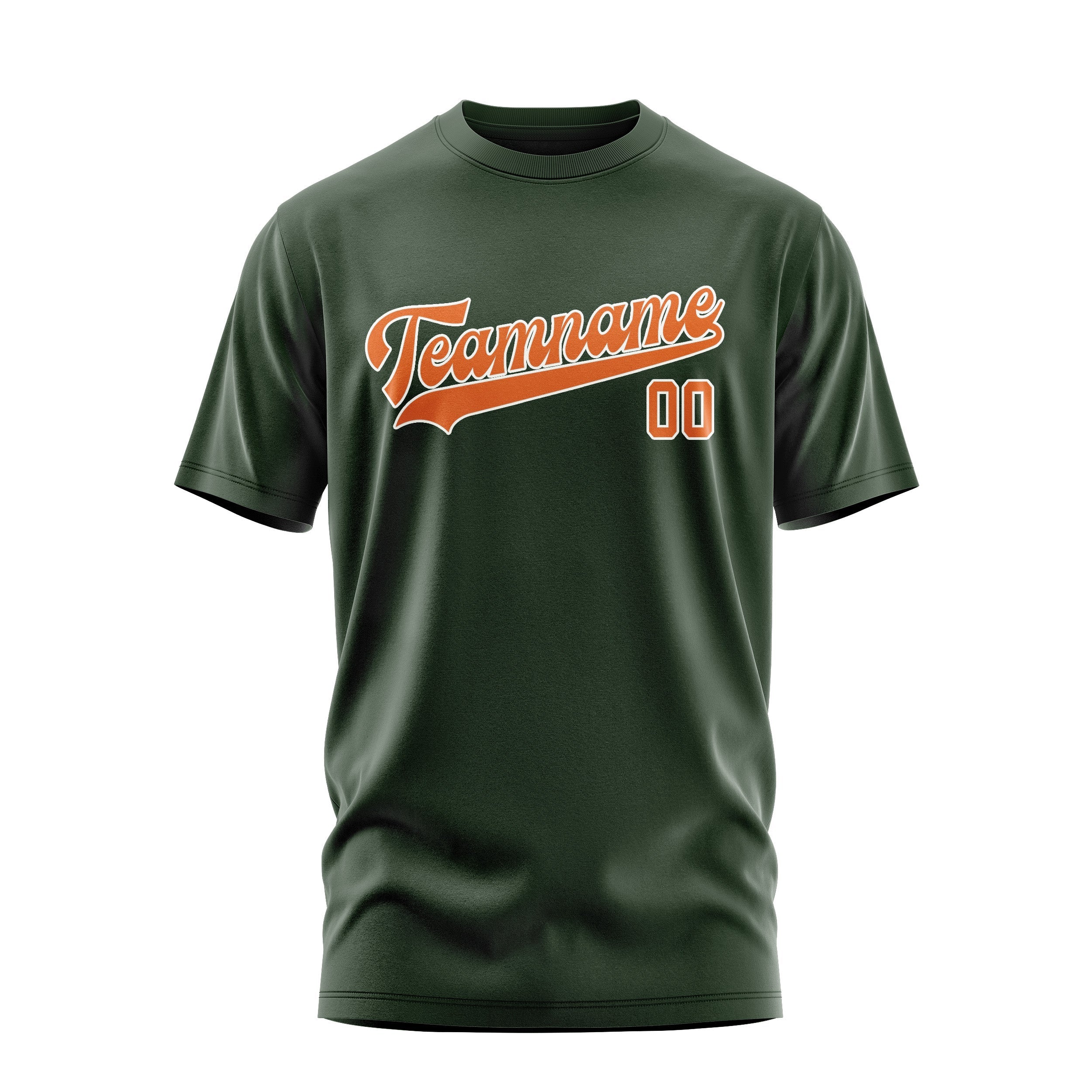 Custom Dark Green Orange T-Shirt