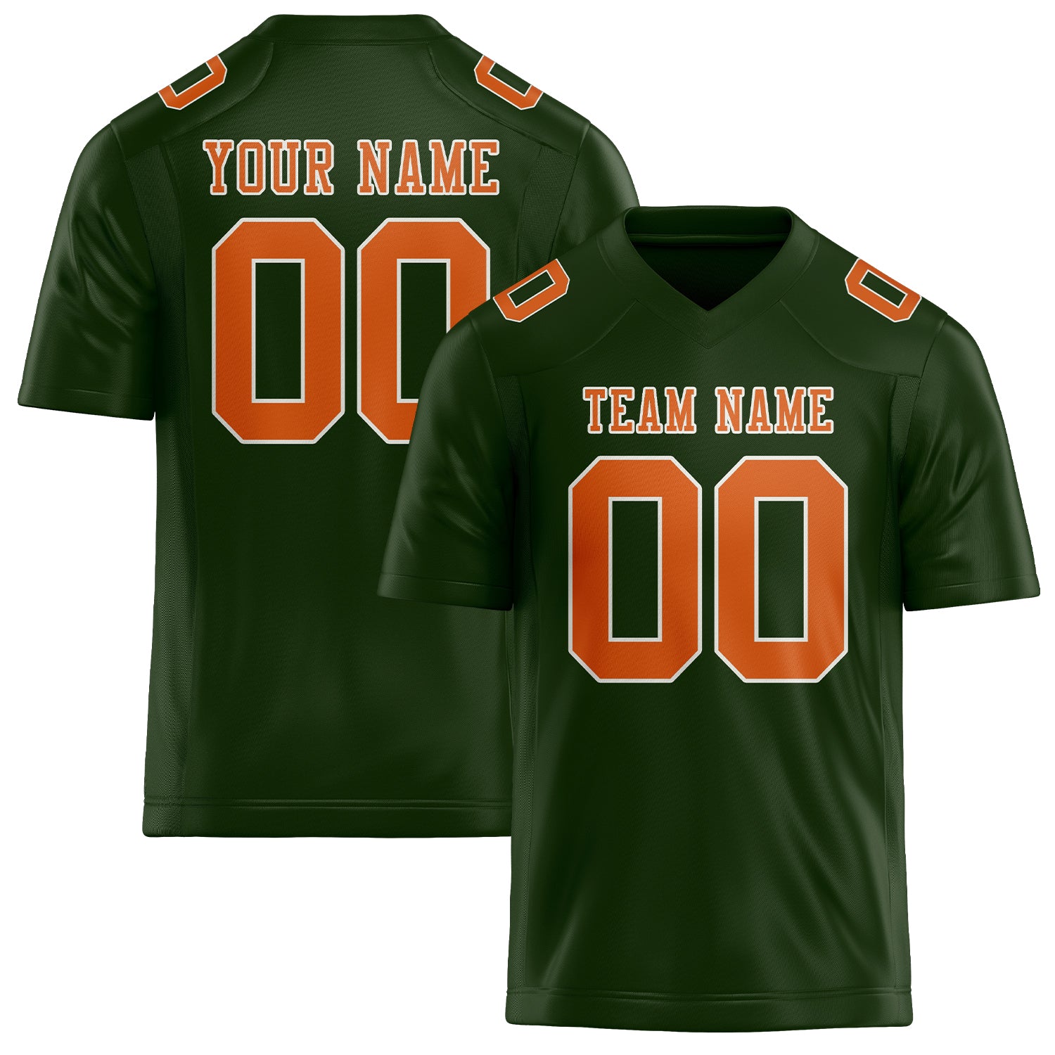 Custom Dark Green Orange Football Jersey
