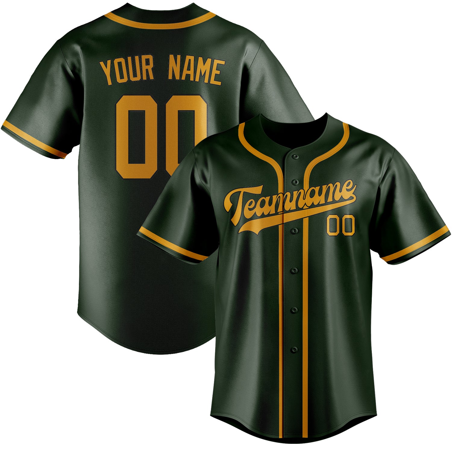 Custom Dark Green Yellow Baseball Jersey