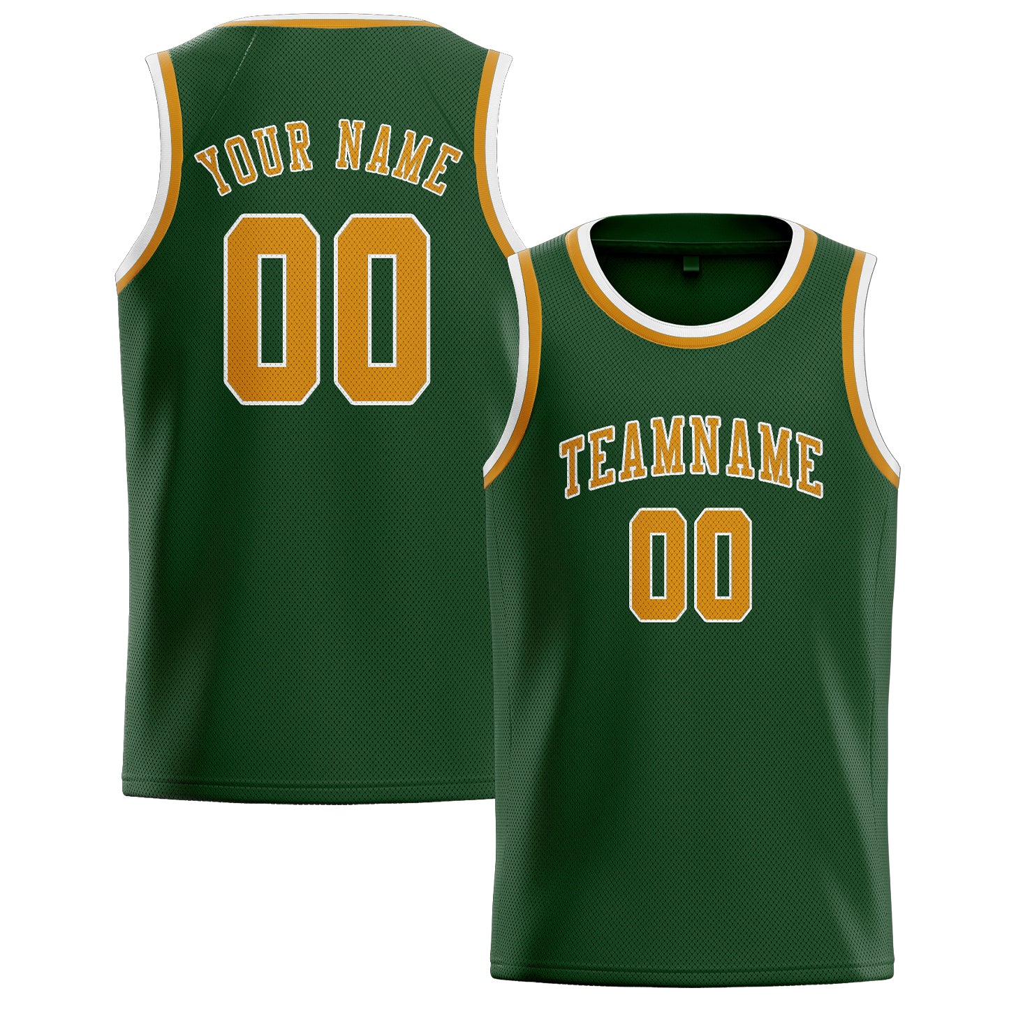 Custom Dark Green Yellow Basketball Jersey