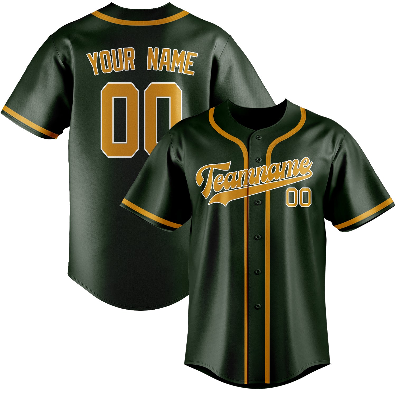 Custom Dark Green Yellow Baseball Jersey