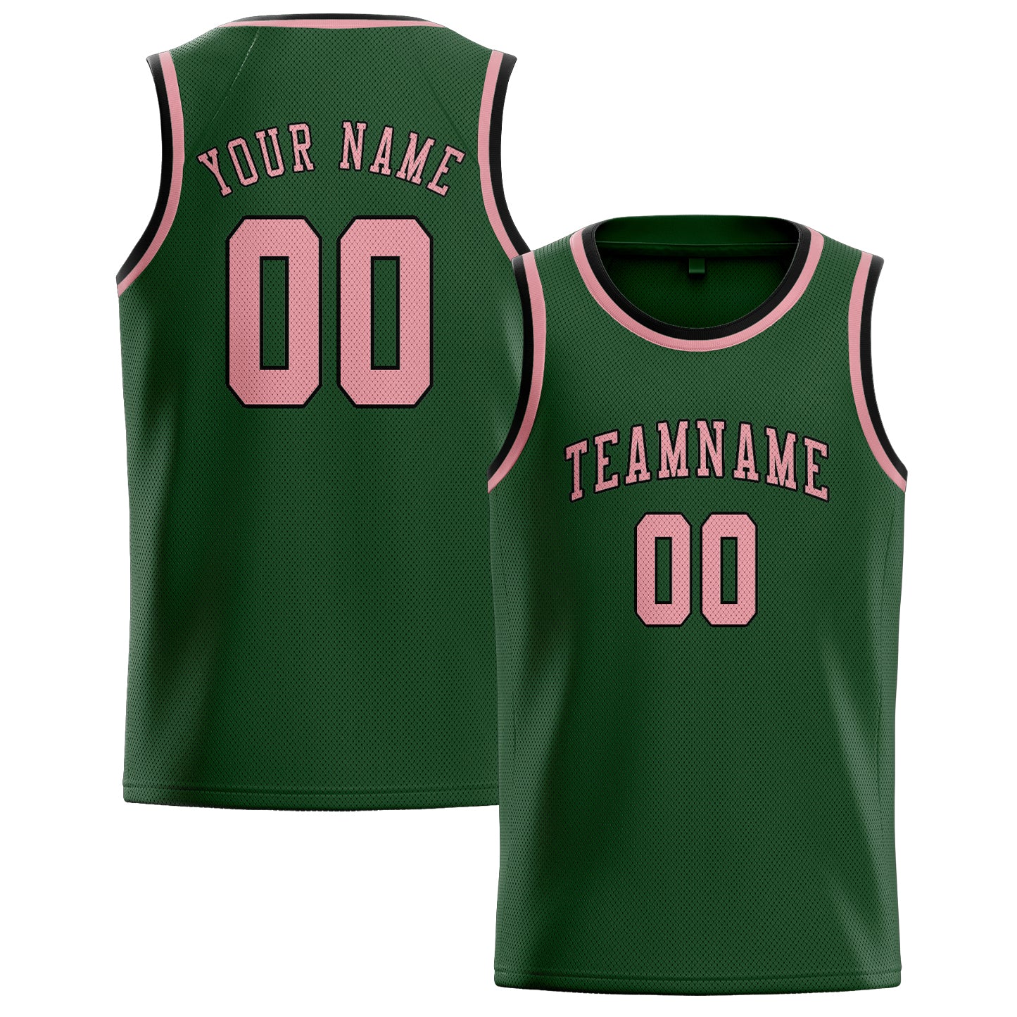 Custom Dark Green Light Pink Basketball Jersey