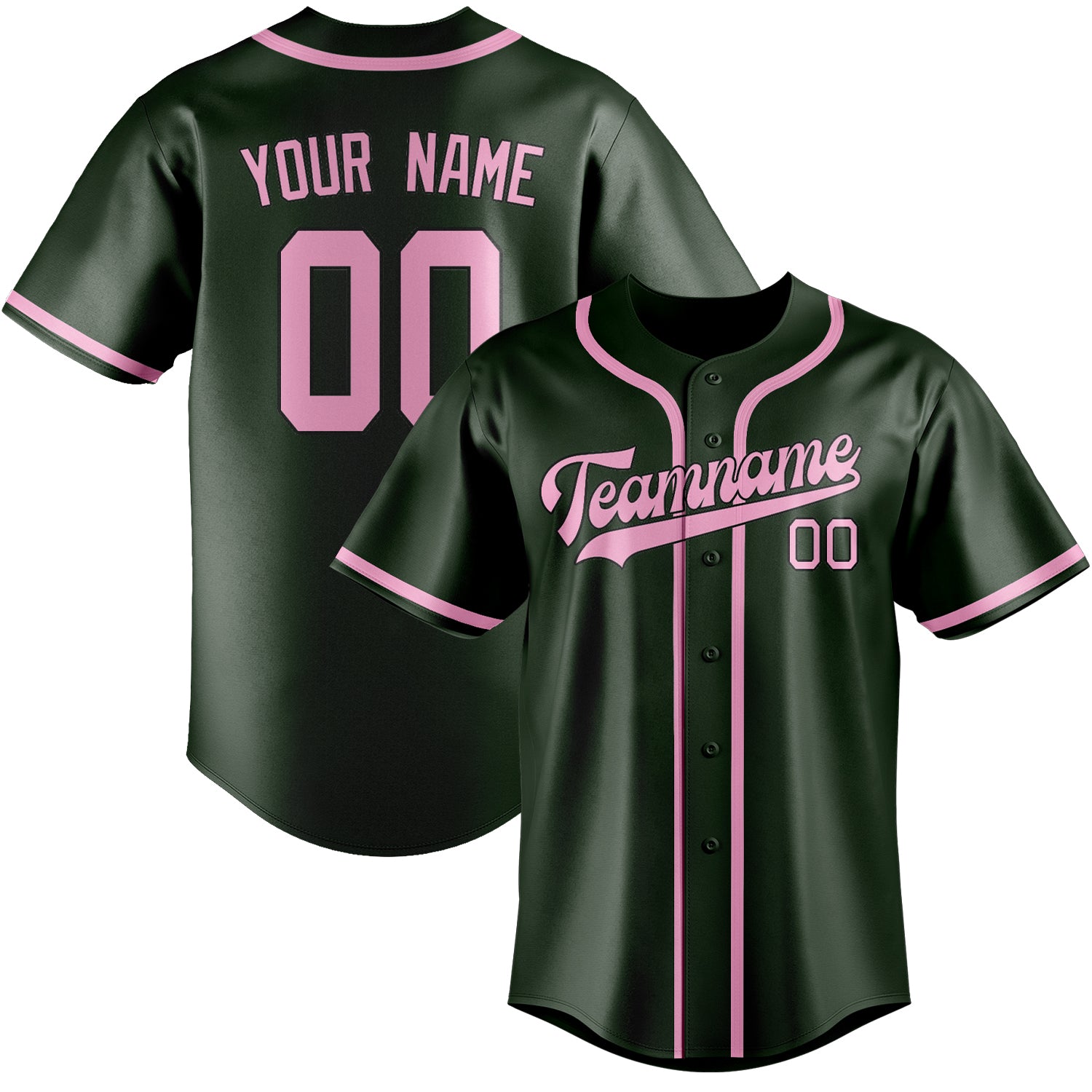 Custom Dark Green Light Pink Baseball Jersey