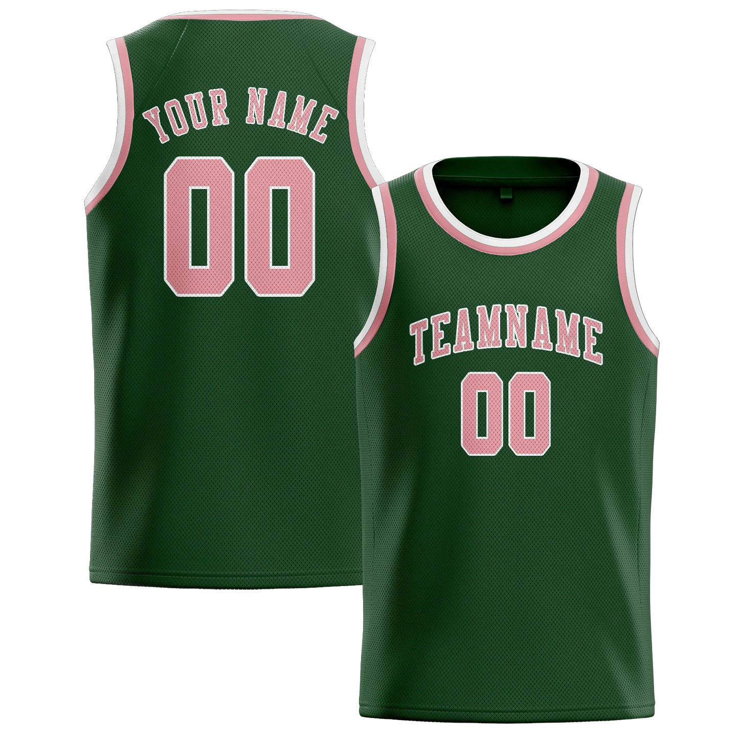 Custom Dark Green Light Pink Basketball Jersey