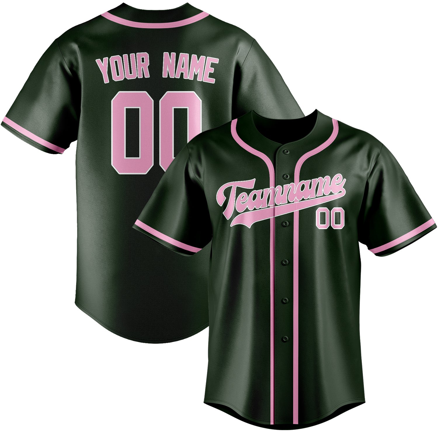 Custom Dark Green Light Pink Baseball Jersey