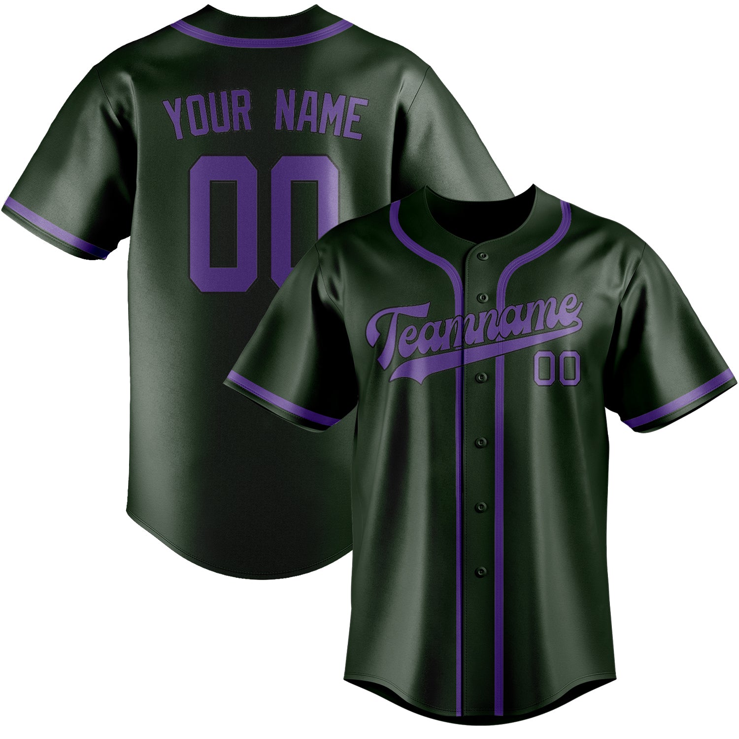 Custom Dark Green Light Purple Baseball Jersey
