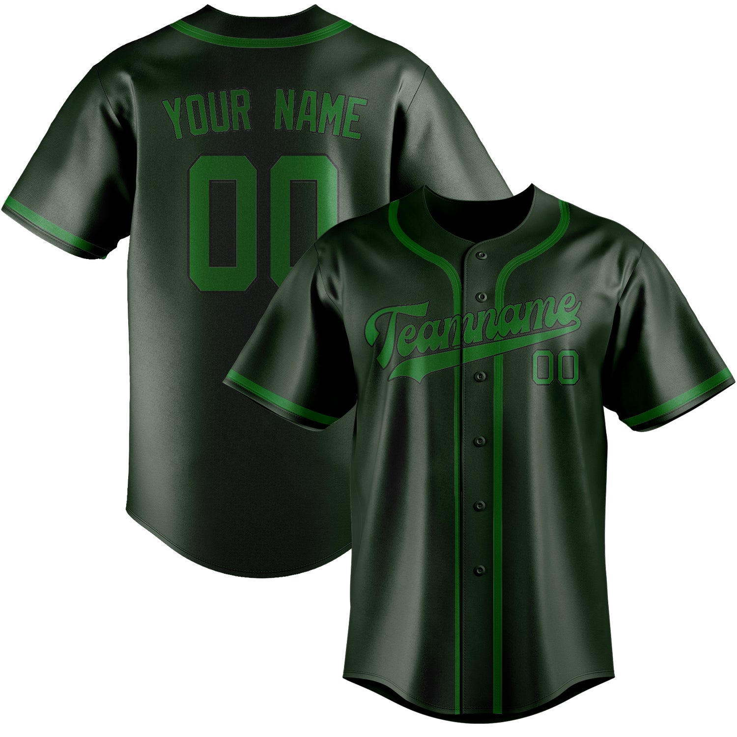 Custom Dark Green Emerald Green Baseball Jersey