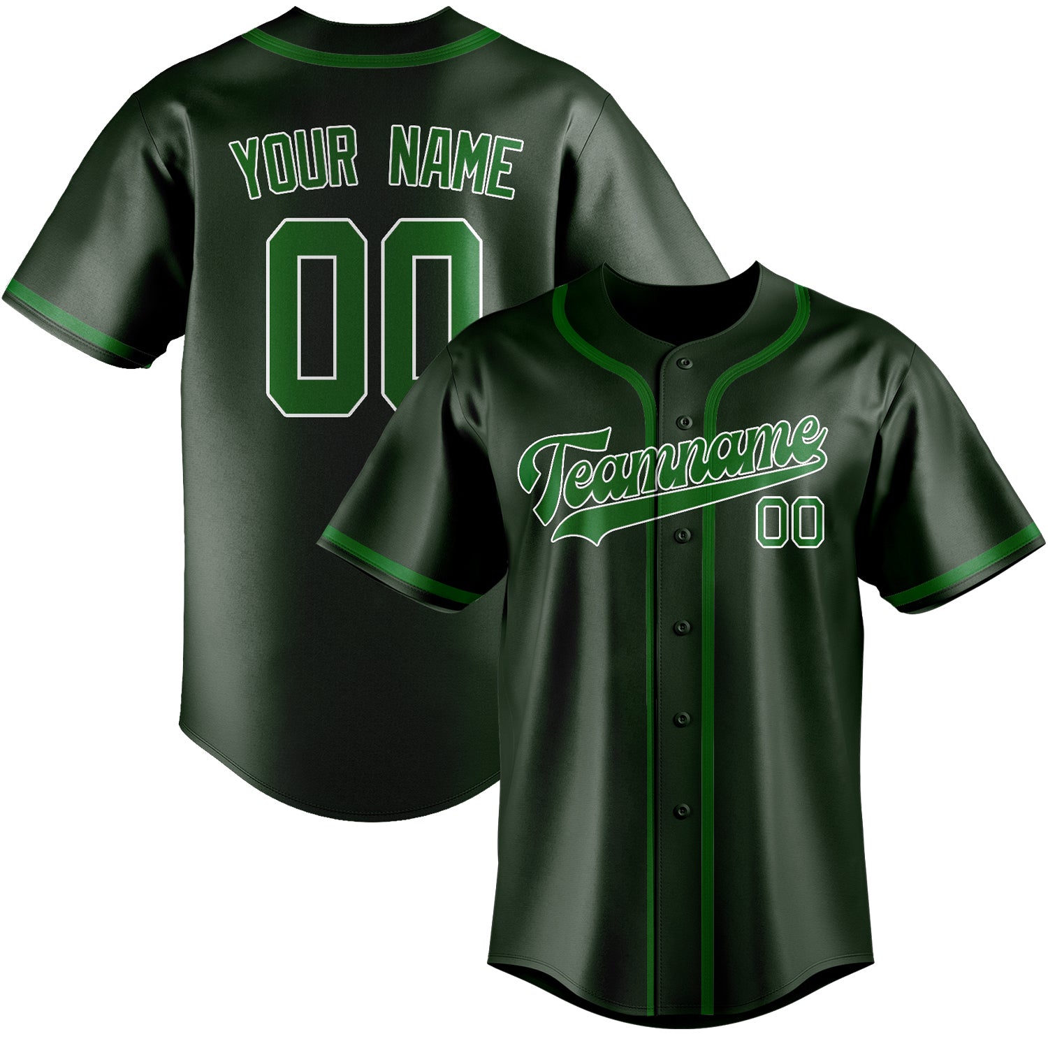 Custom Dark Green Emerald Green Baseball Jersey