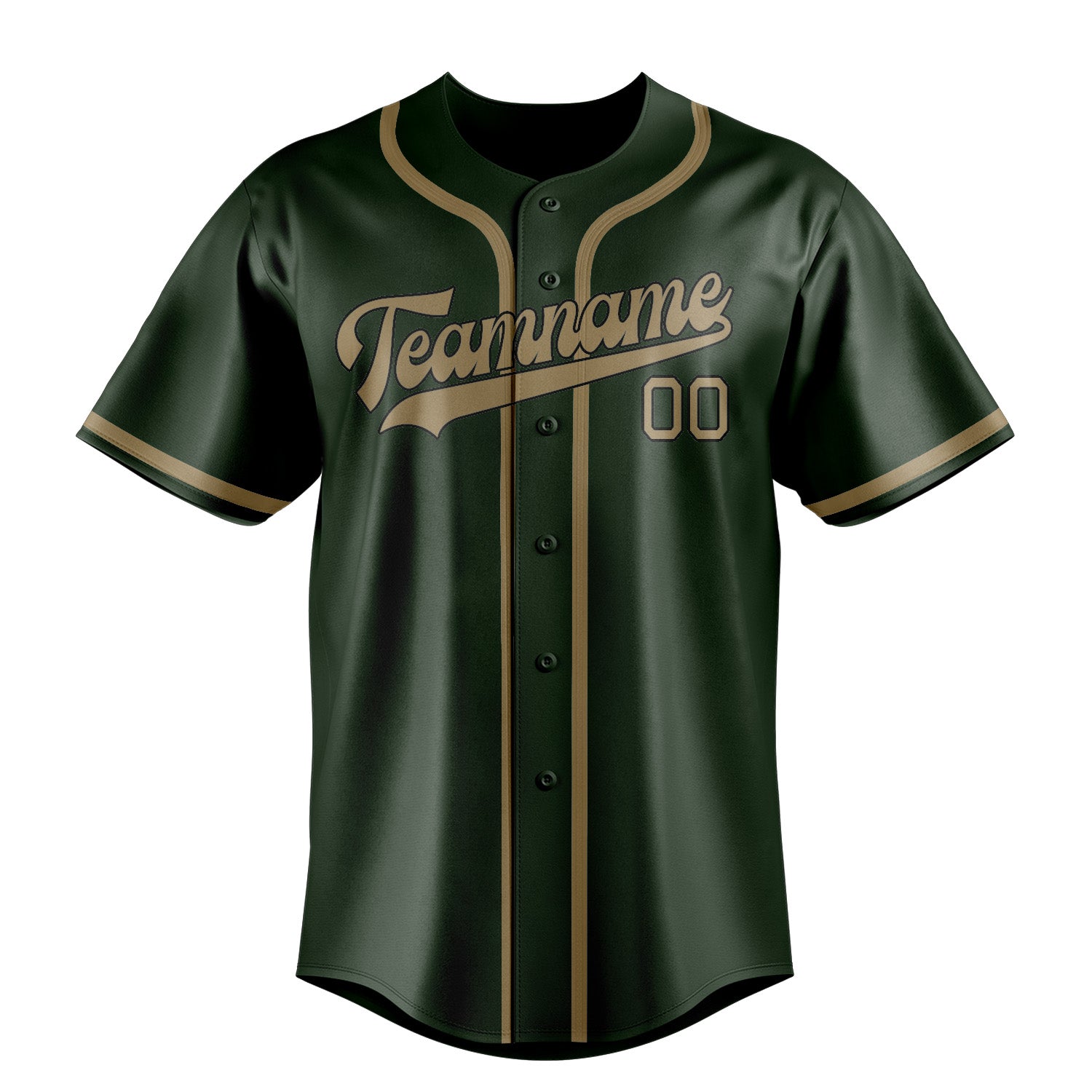 Custom Dark Green Light Khaki Baseball Jersey