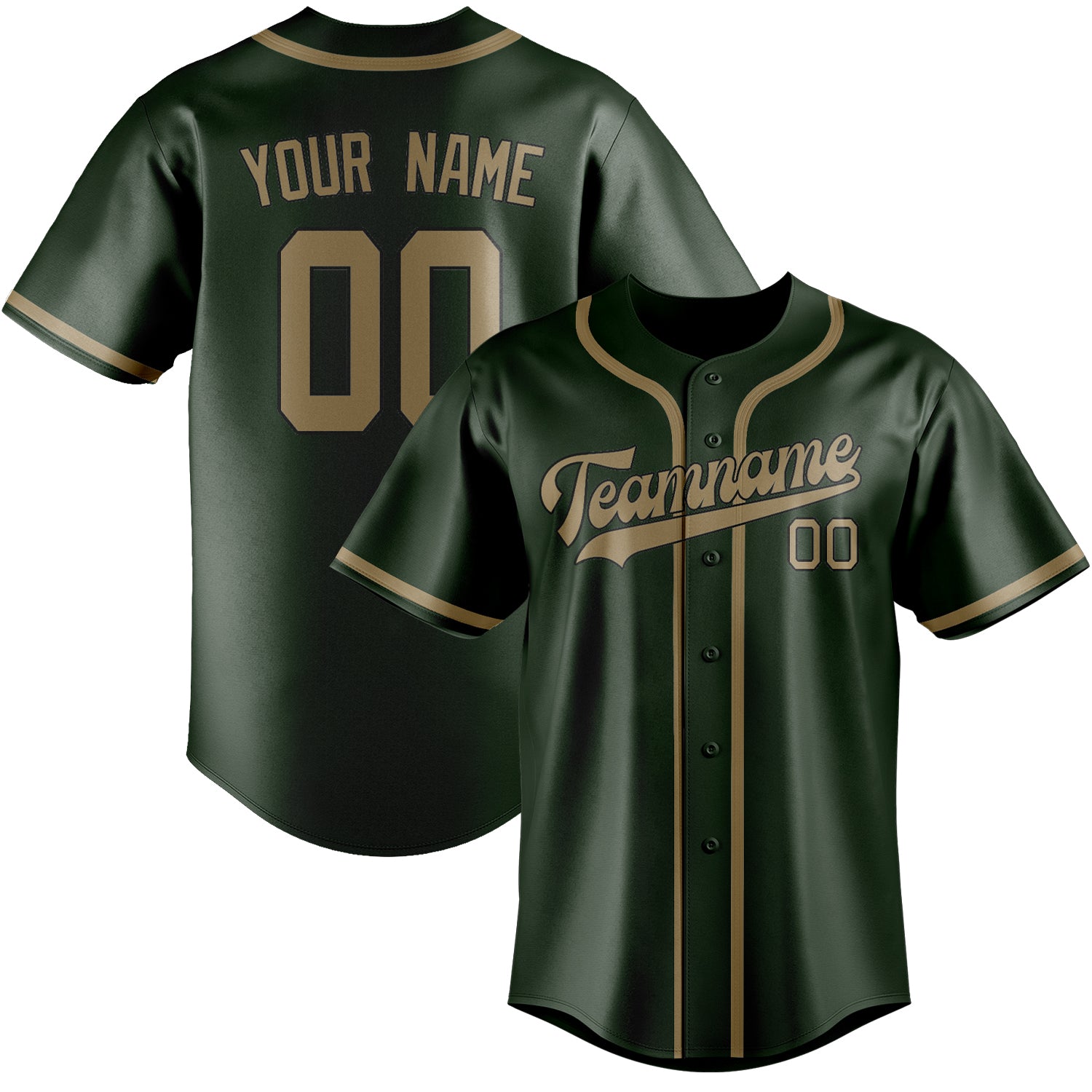 Custom Dark Green Light Khaki Baseball Jersey