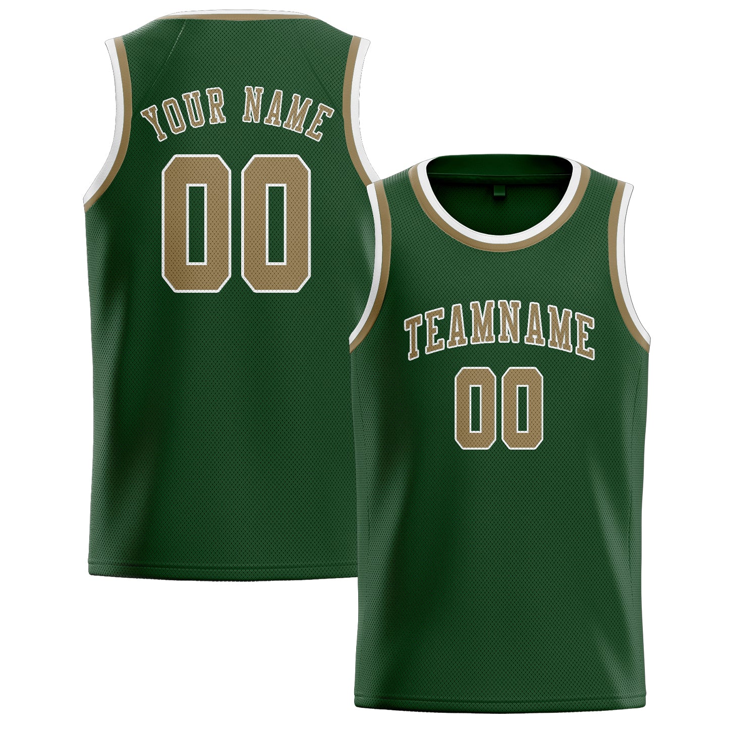 Custom Dark Green Light Khaki Basketball Jersey