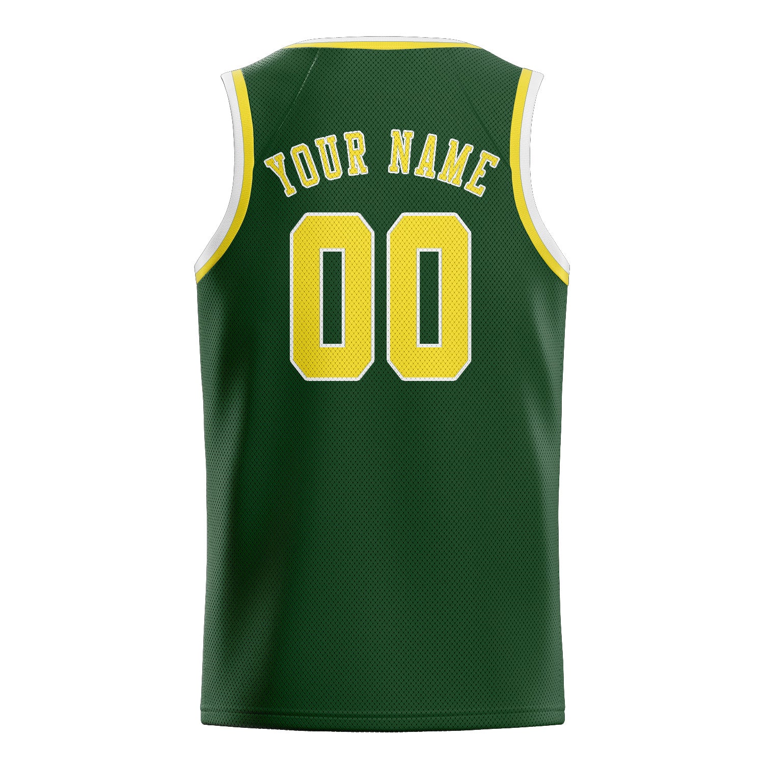 Custom Dark Green Light Yellow Basketball Jersey