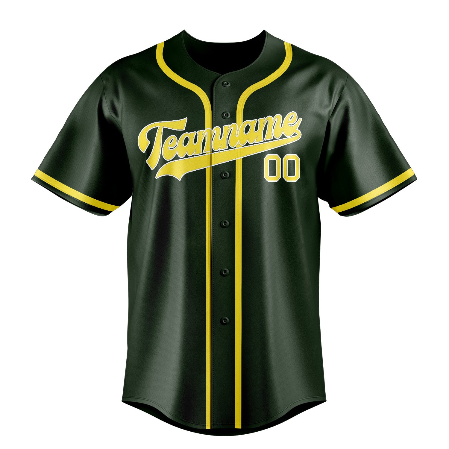 Custom Dark Green Light Yellow Baseball Jersey