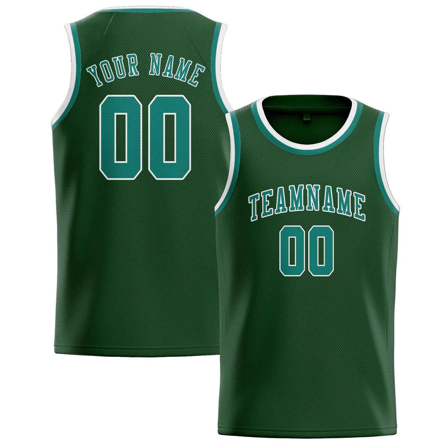 Custom Dark Green Blue Green Basketball Jersey