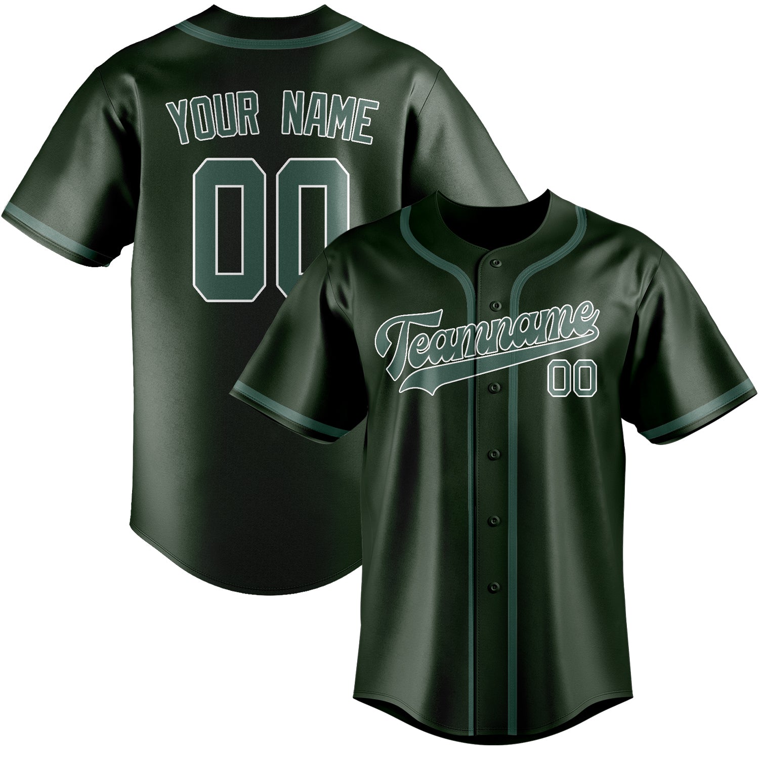 Custom Dark Green Blue Green Baseball Jersey