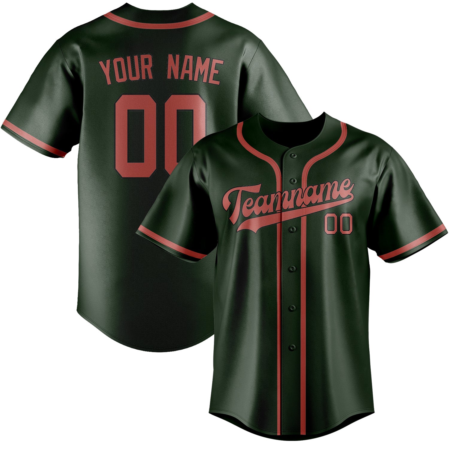 Custom Dark Green Copper Rose Baseball Jersey
