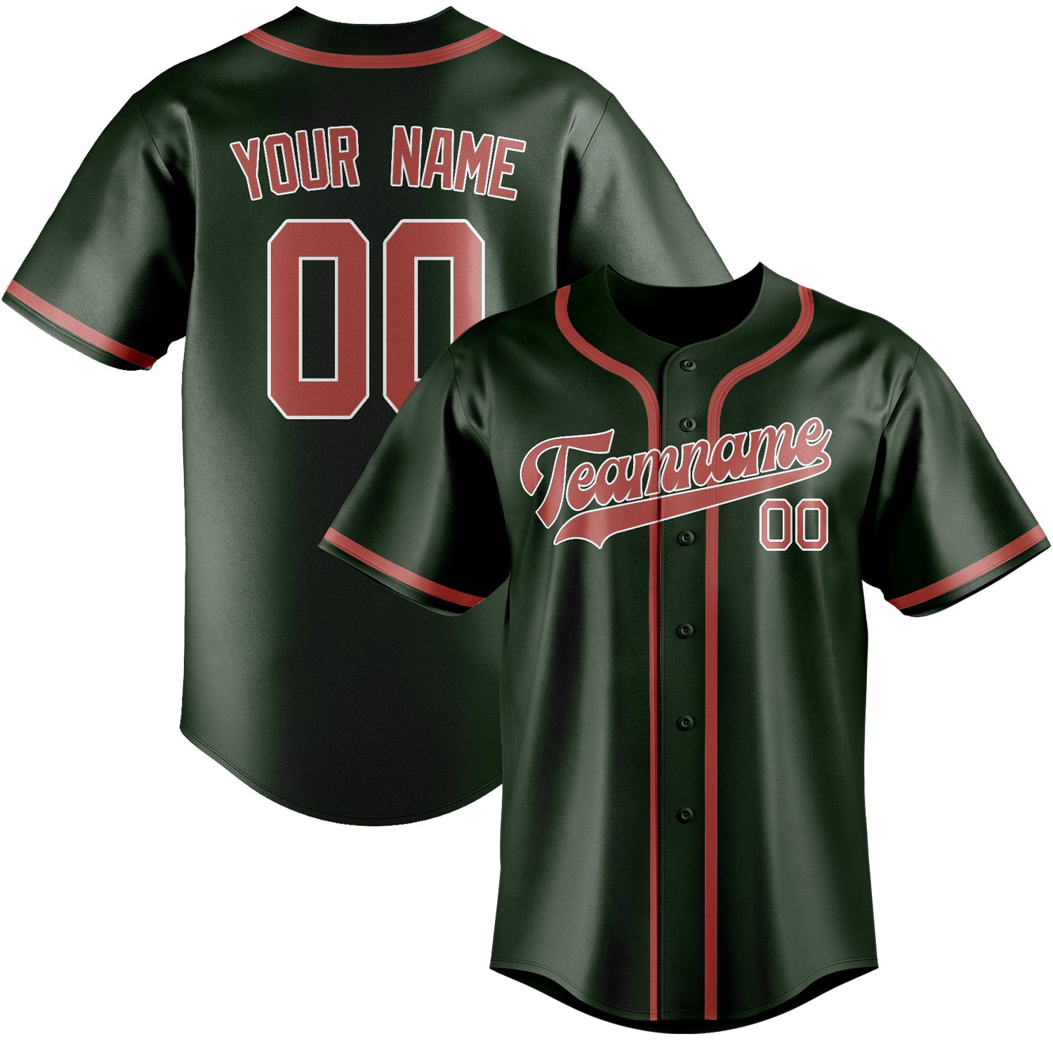Custom Dark Green Copper Rose Baseball Jersey