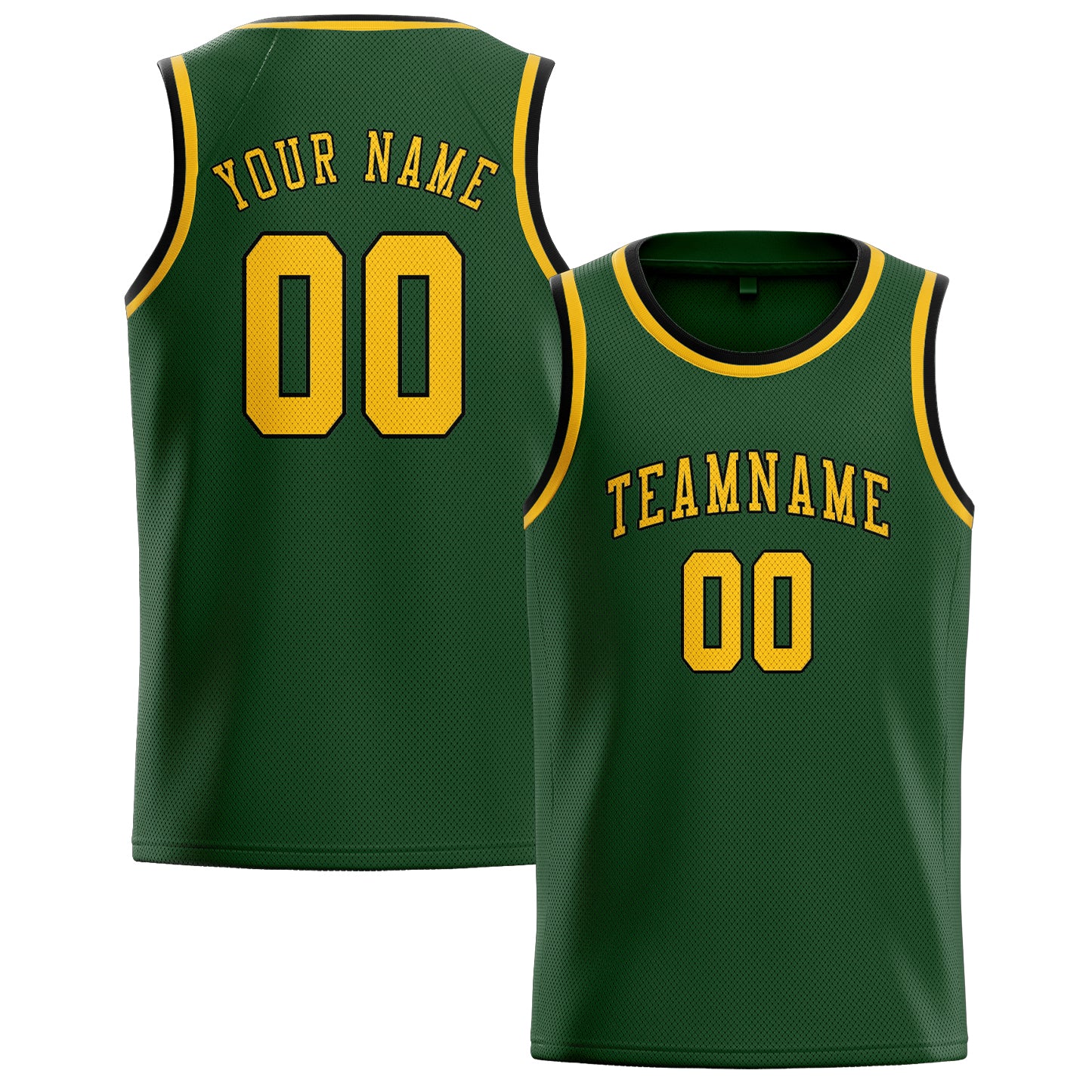 Custom Dark Green Gold Basketball Jersey