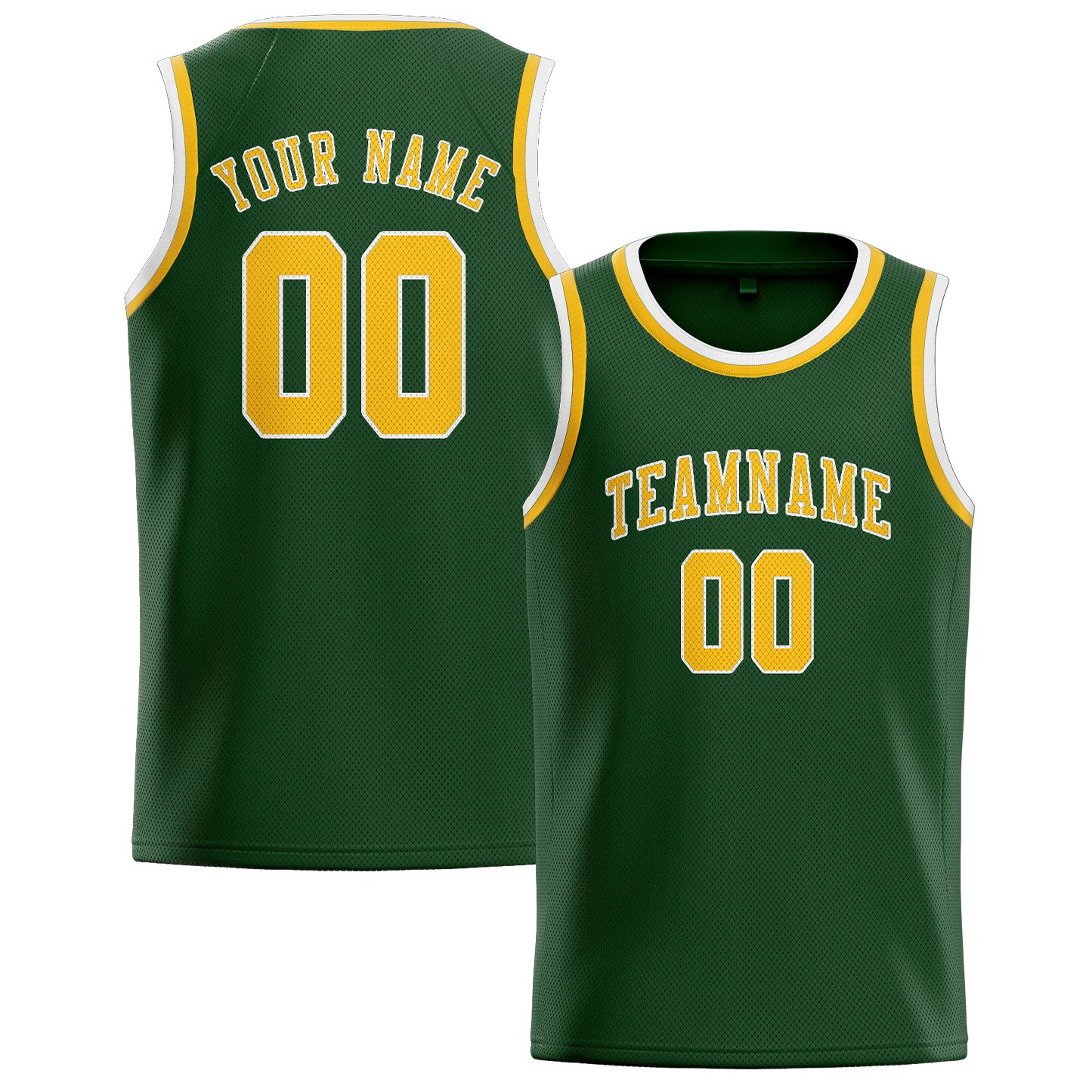 Custom Dark Green Gold Basketball Jersey