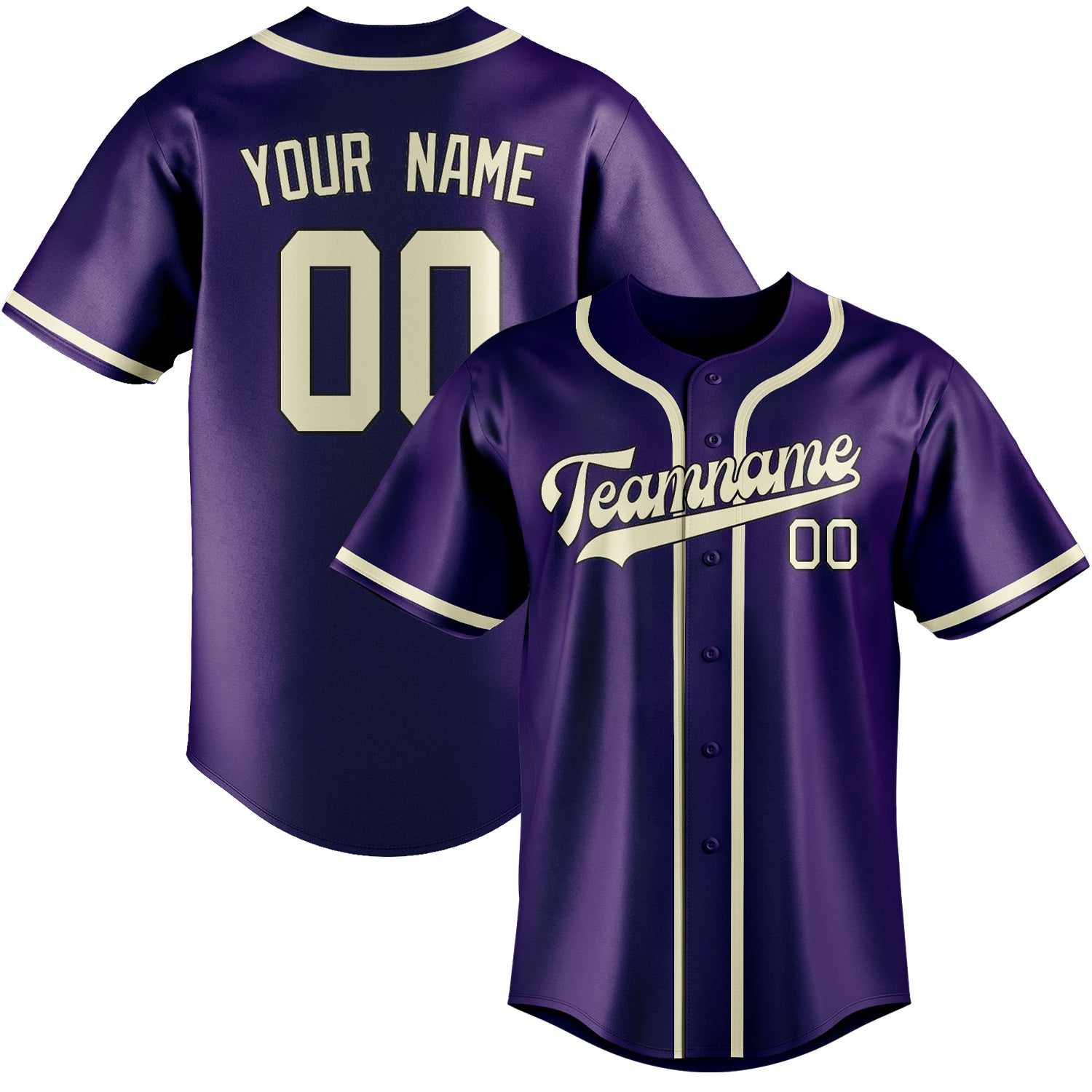 Custom Purple Cream Baseball Jersey