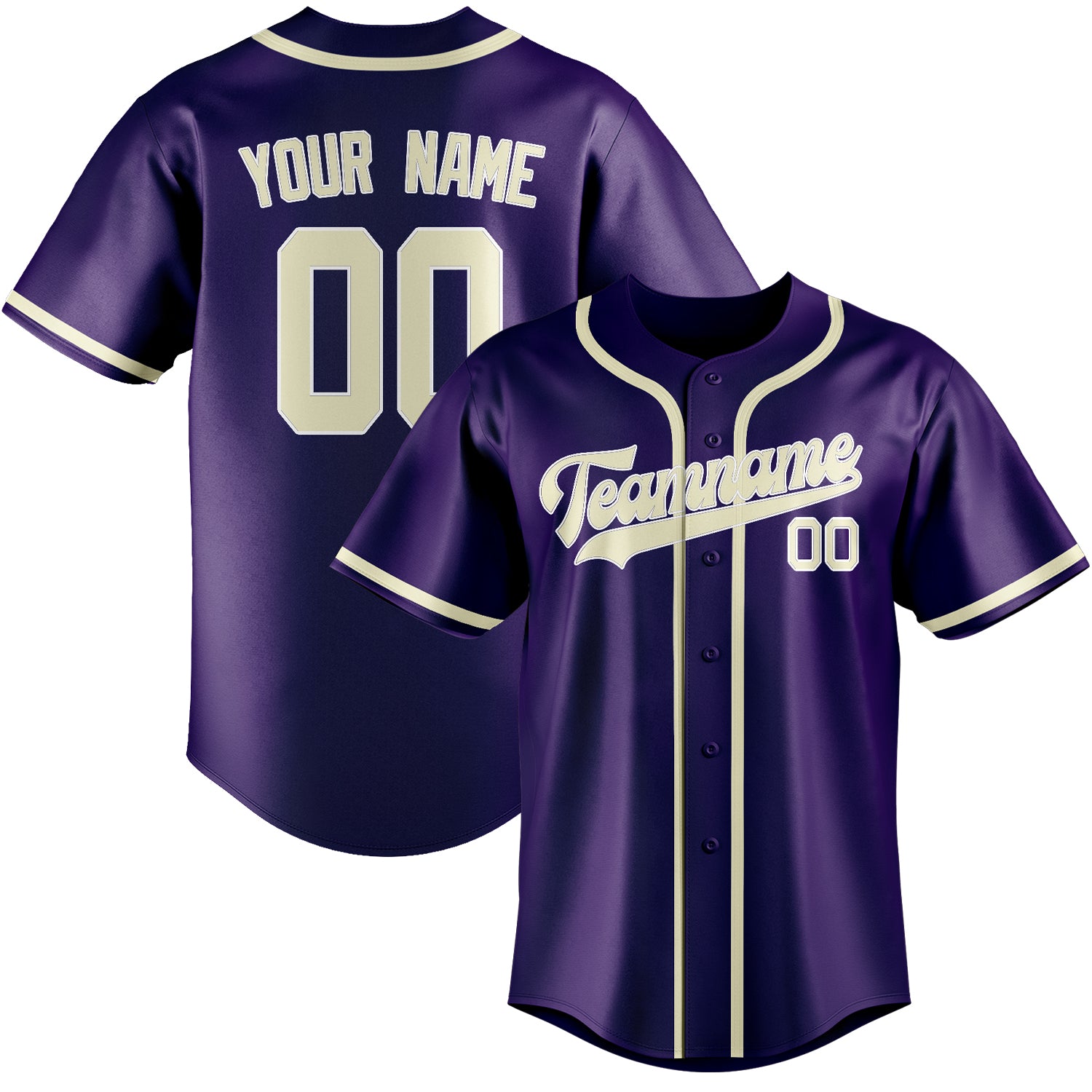 Custom Purple Cream Baseball Jersey