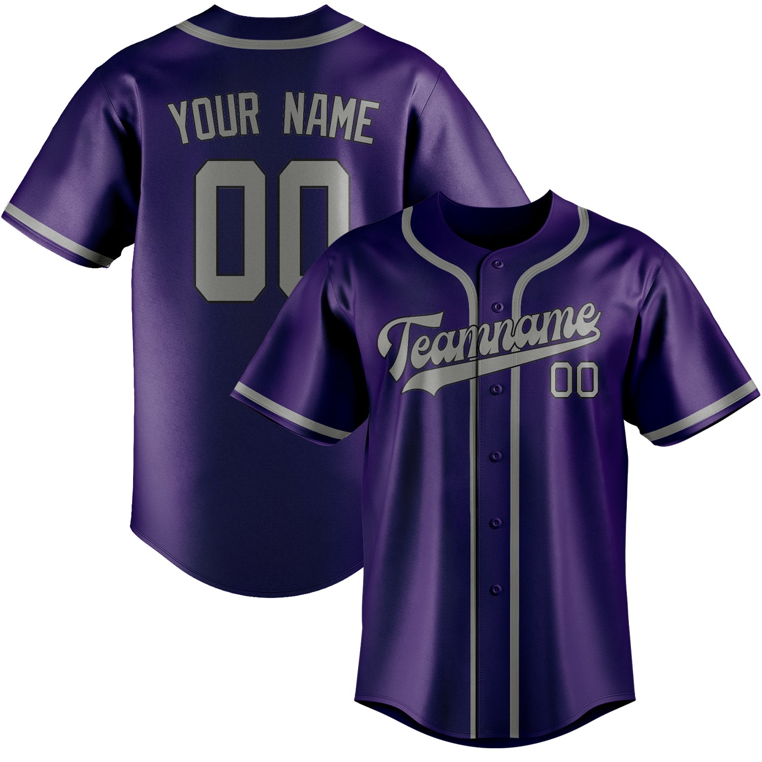 Custom Purple Gray Baseball Jersey