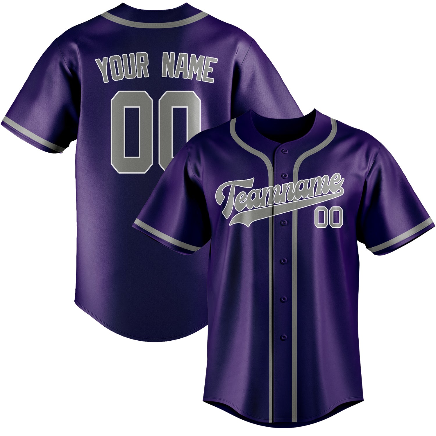 Custom Purple Gray Baseball Jersey