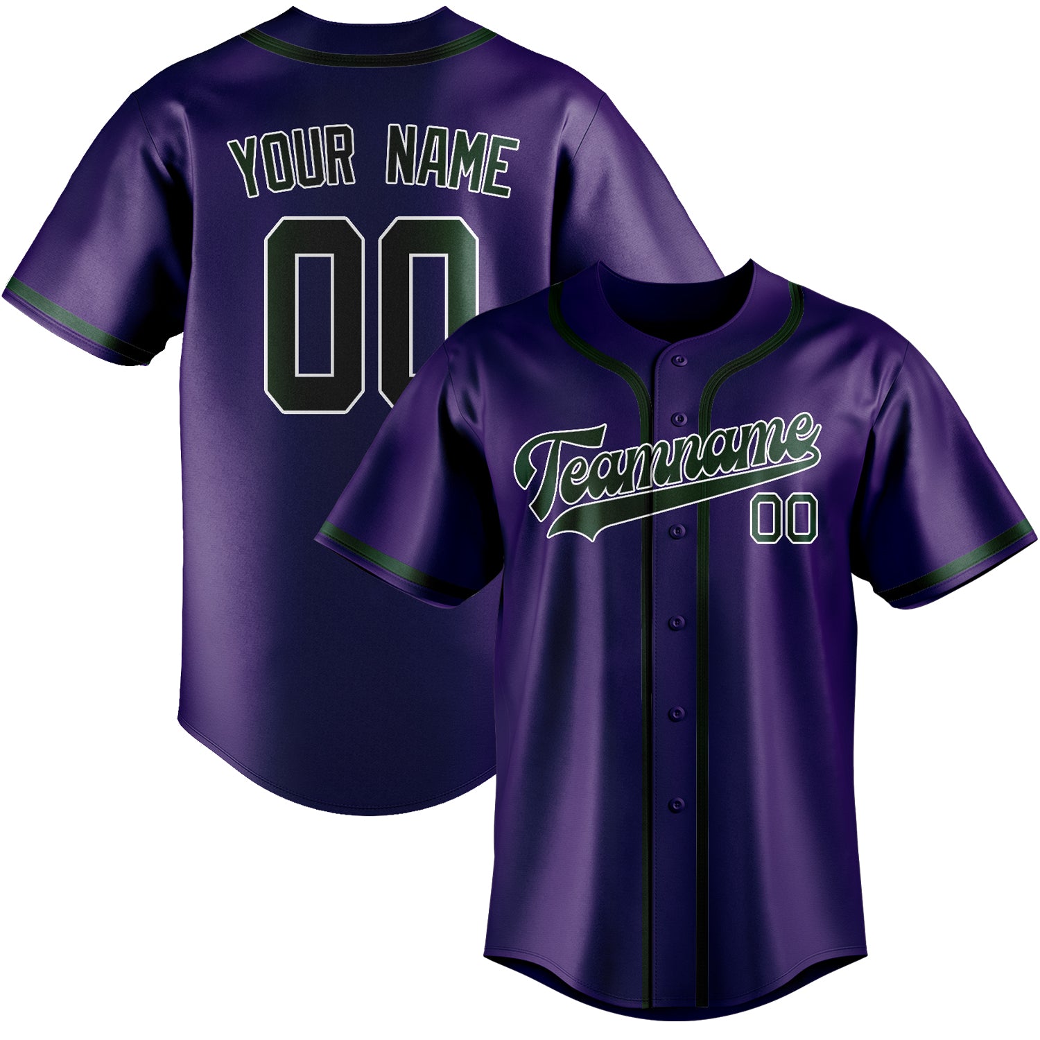 Custom Purple Green Baseball Jersey