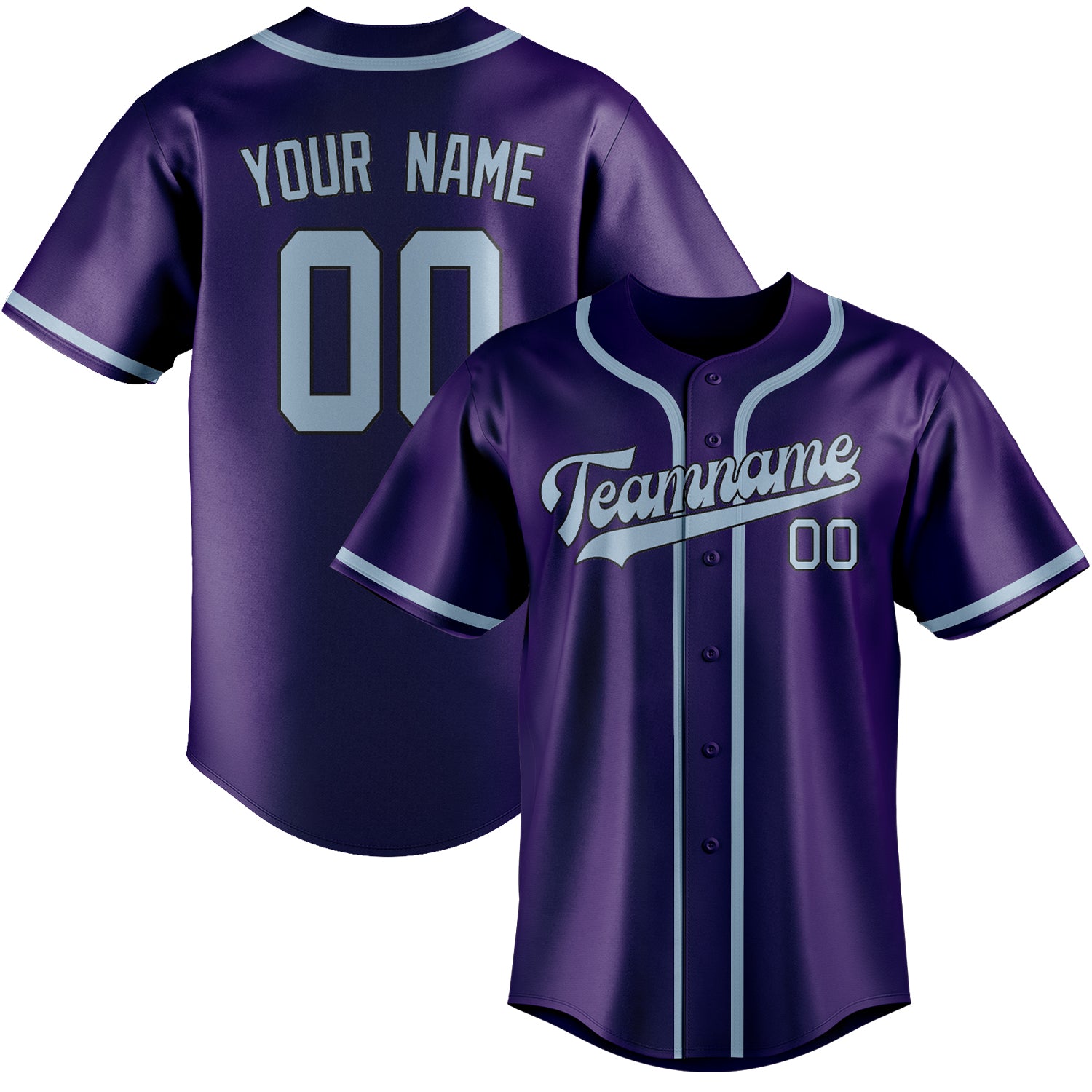 Custom Purple Light Blue Baseball Jersey