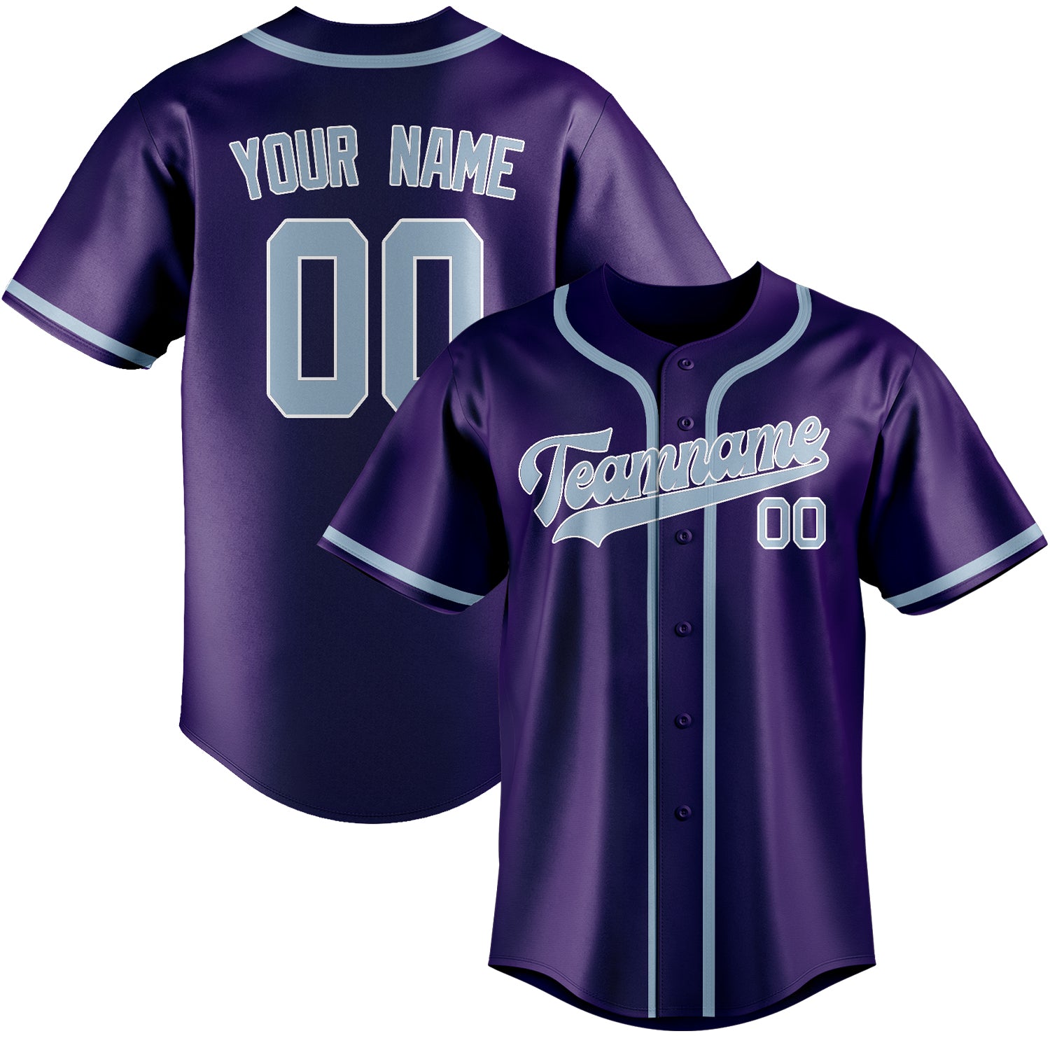 Custom Purple Light Blue Baseball Jersey