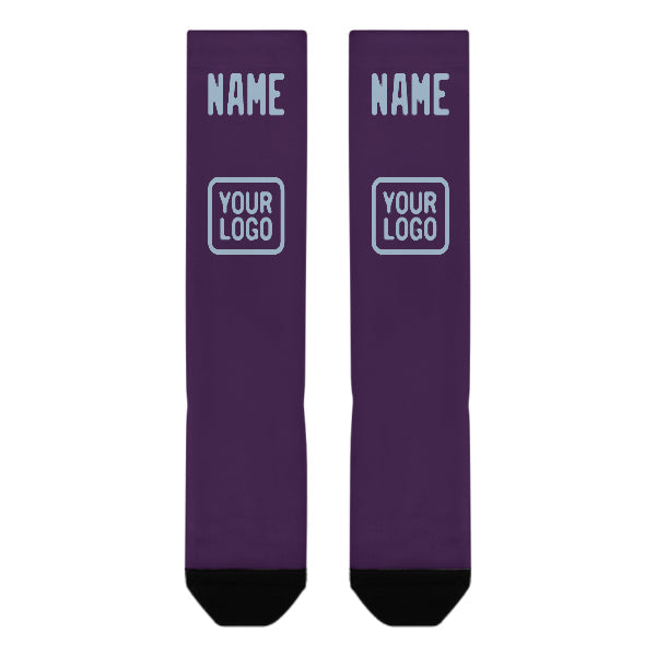 Custom Purple Light Blue Knee-High Sock