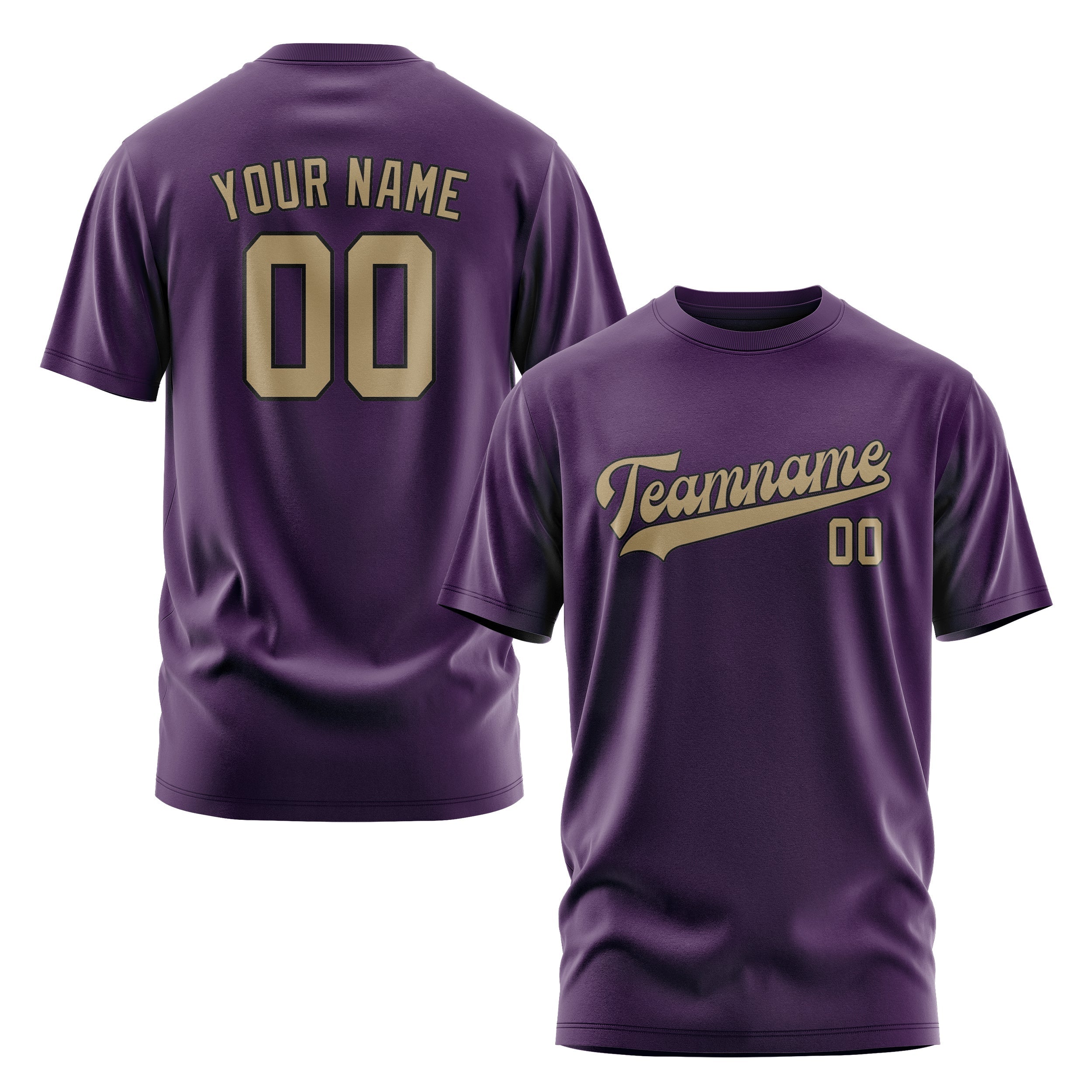 Custom Purple Light Khaki T-Shirt