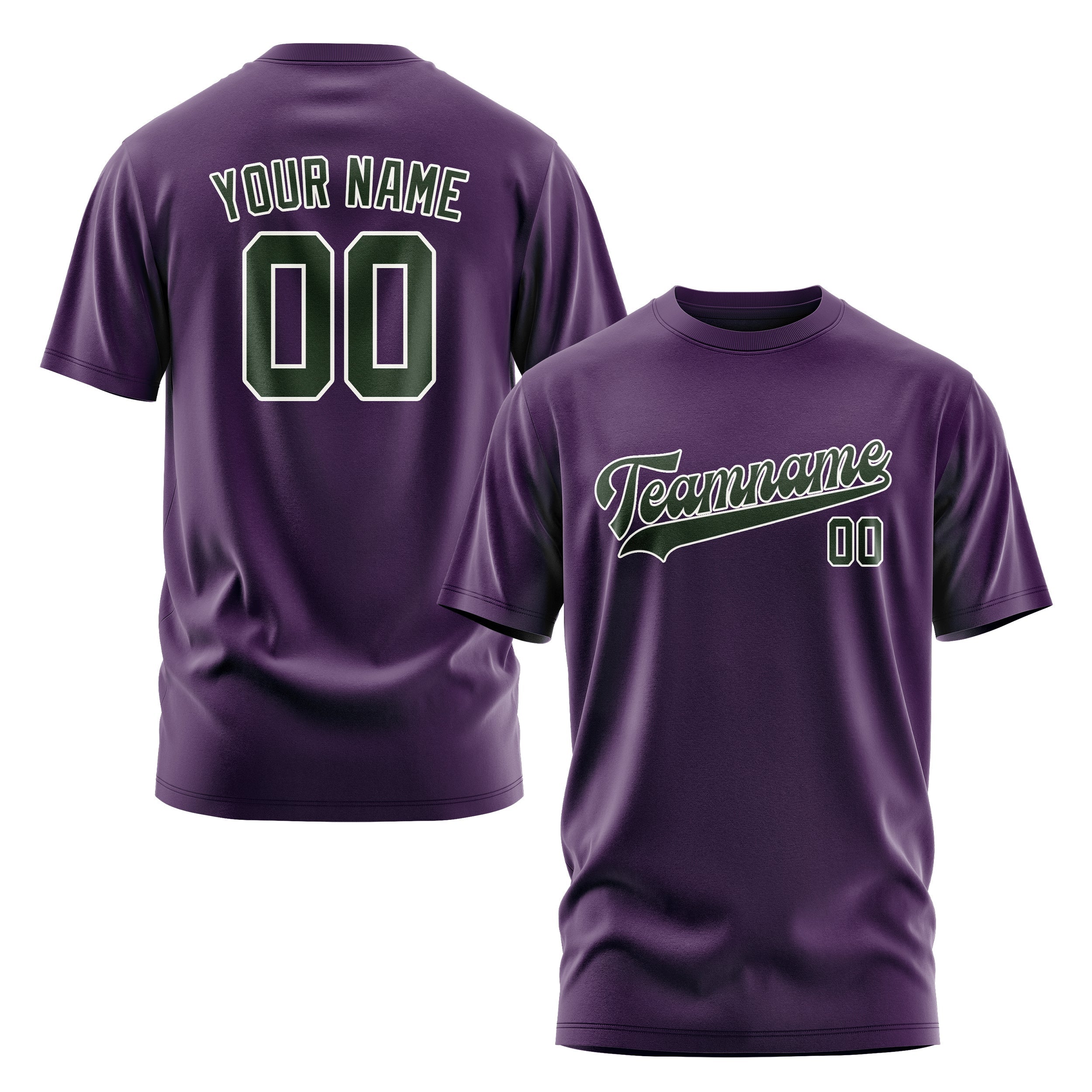 Custom Purple Dark Green T-Shirt