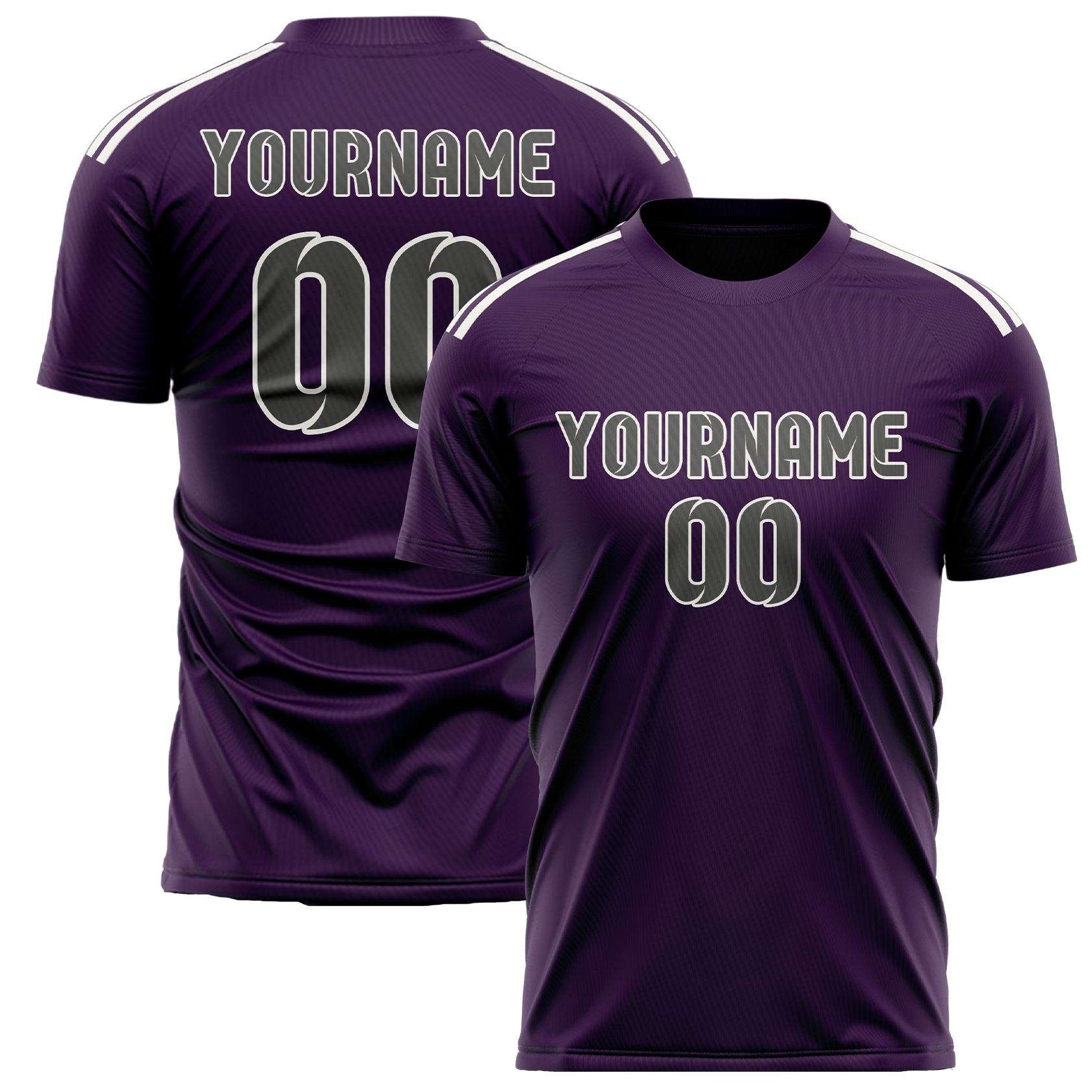 Custom Purple Dark Grey Soccer Jersey