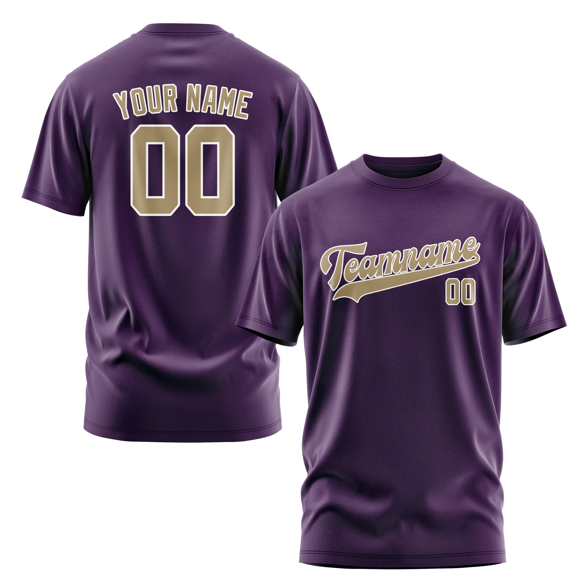 Custom Purple Light Khaki T-Shirt