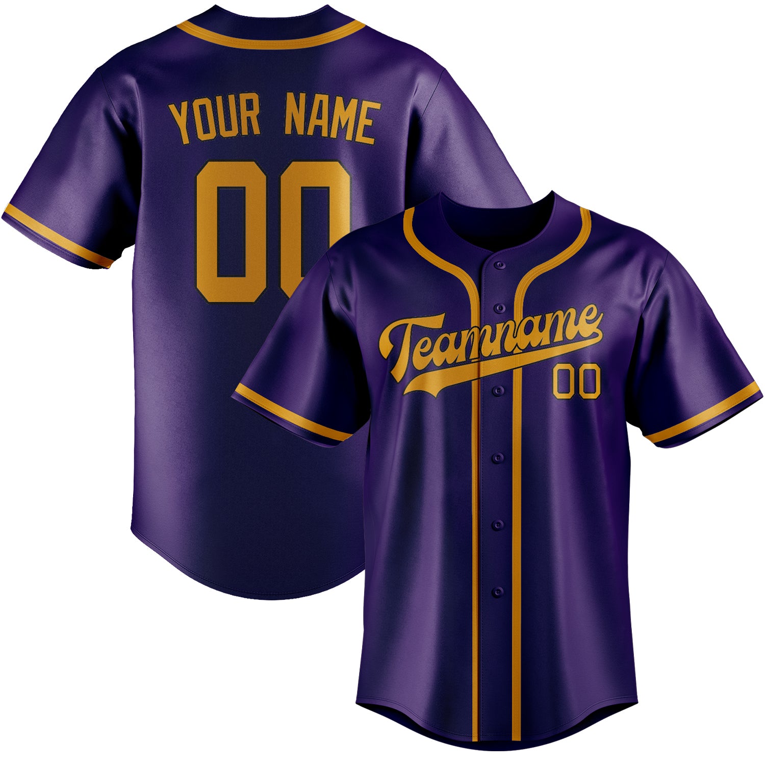 Custom Purple Yellow Baseball Jersey