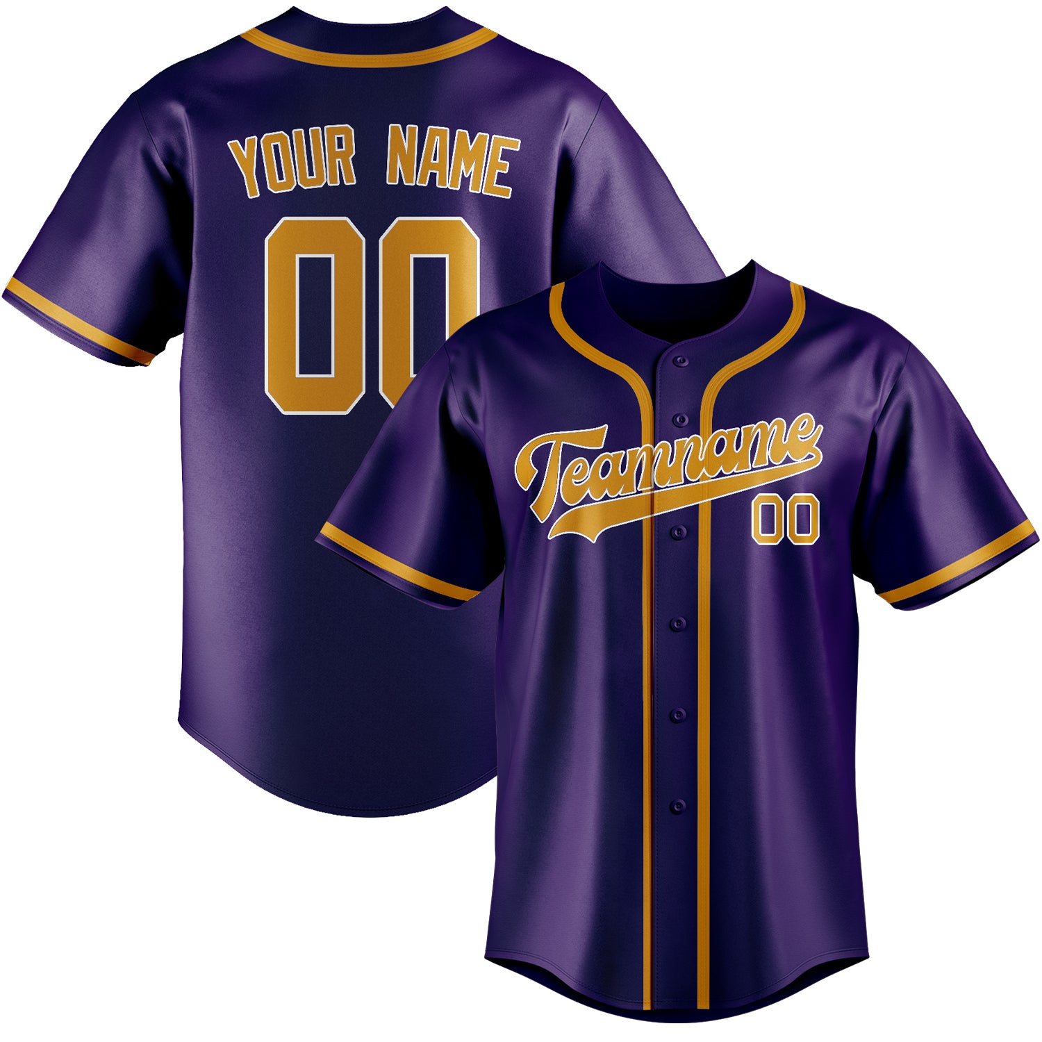 Custom Purple Yellow Baseball Jersey