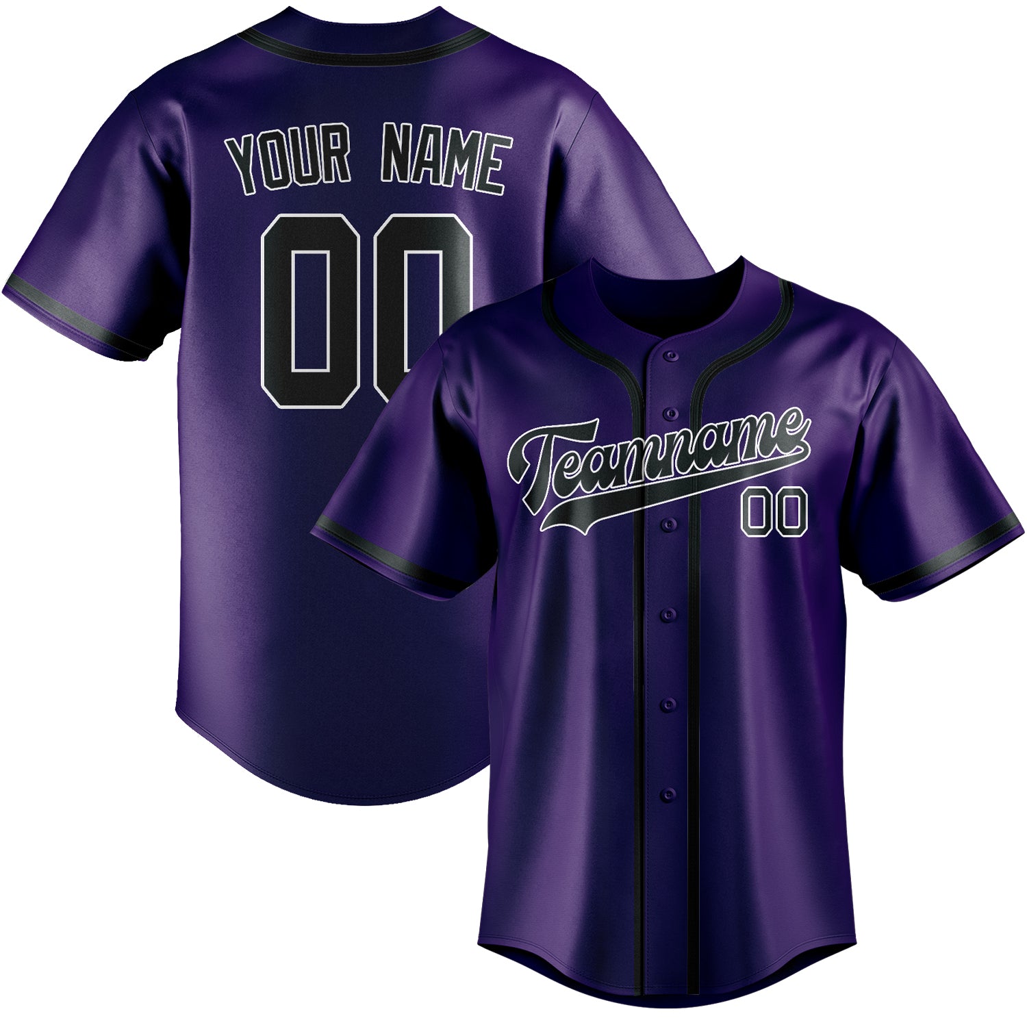Custom Purple Dark Grey Baseball Jersey