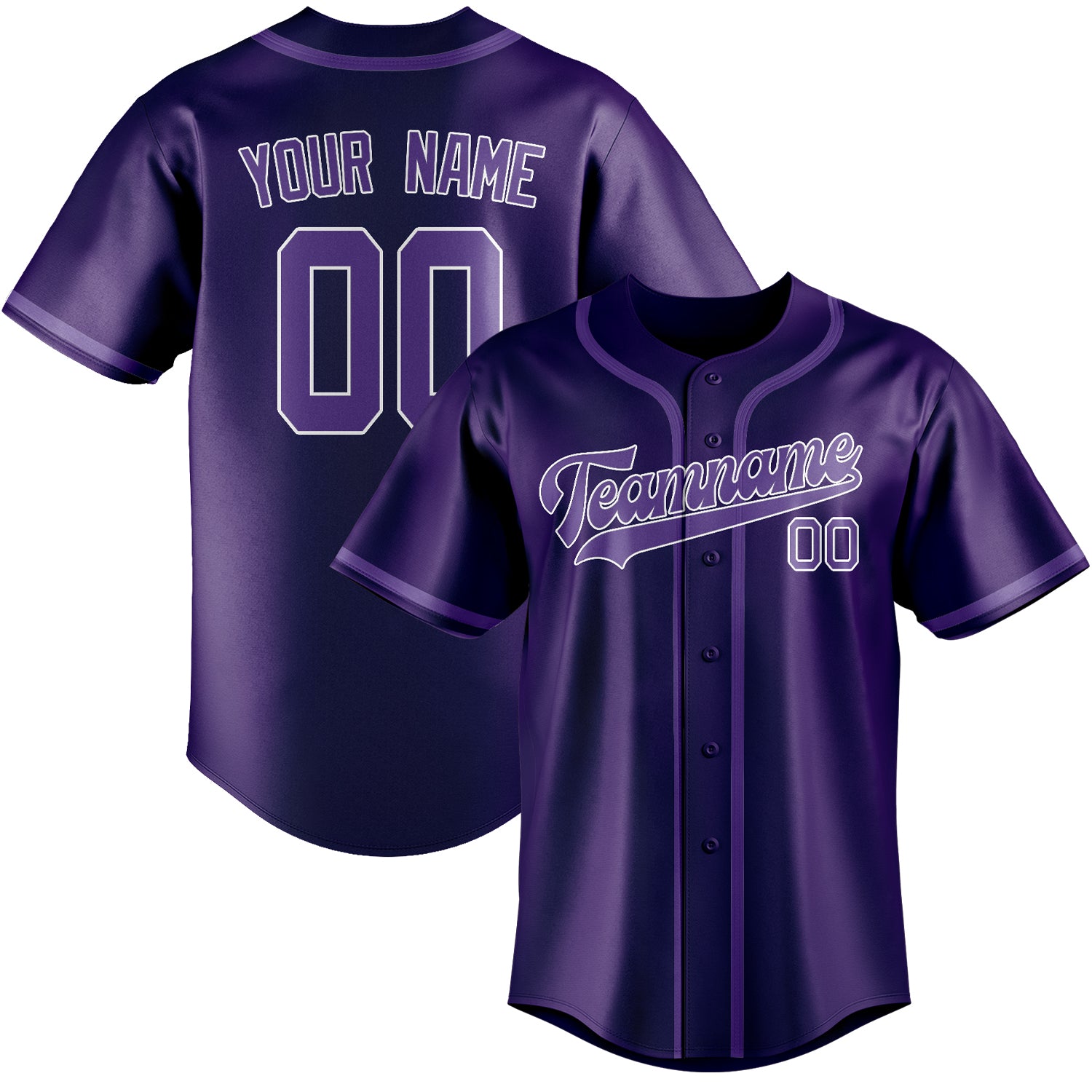 Custom Purple Light Purple Baseball Jersey