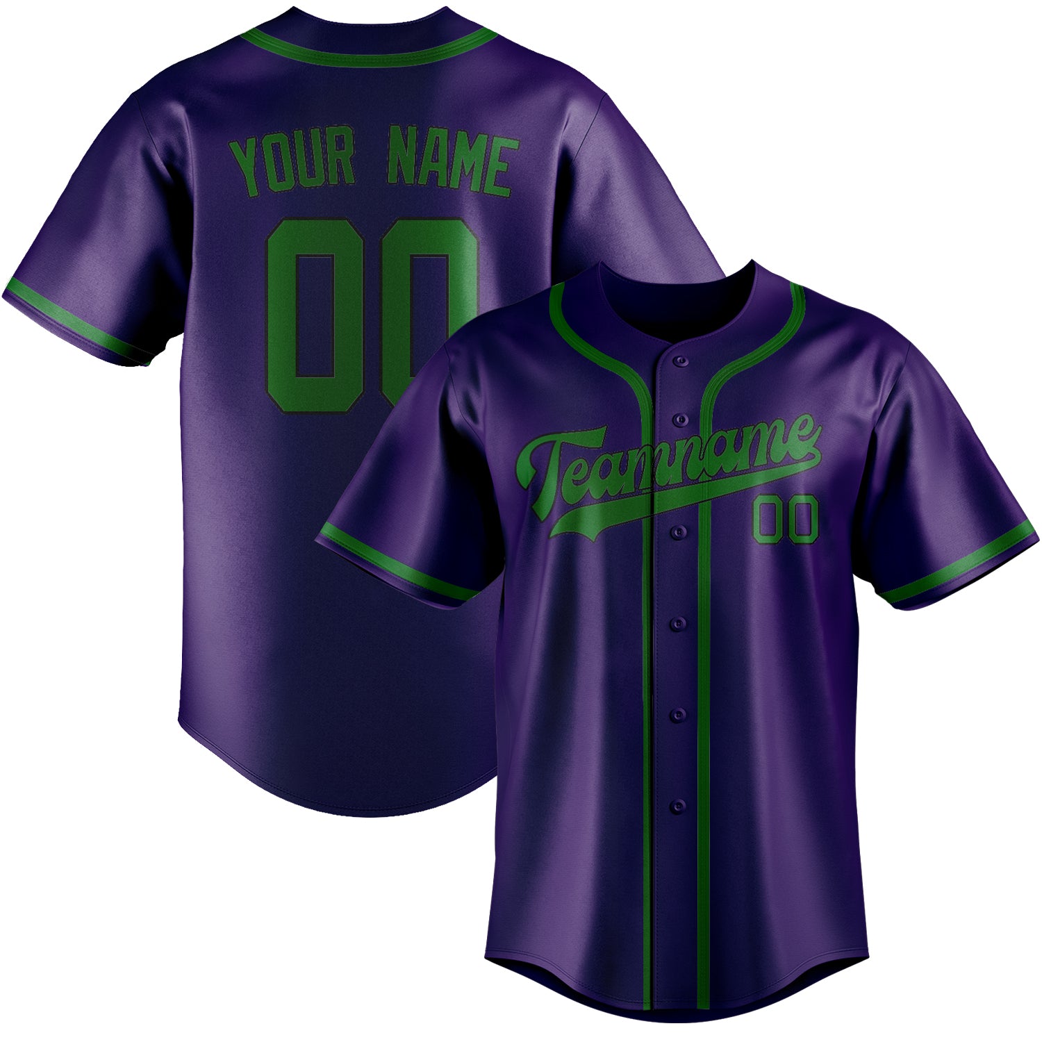 Custom Purple Emerald Green Baseball Jersey