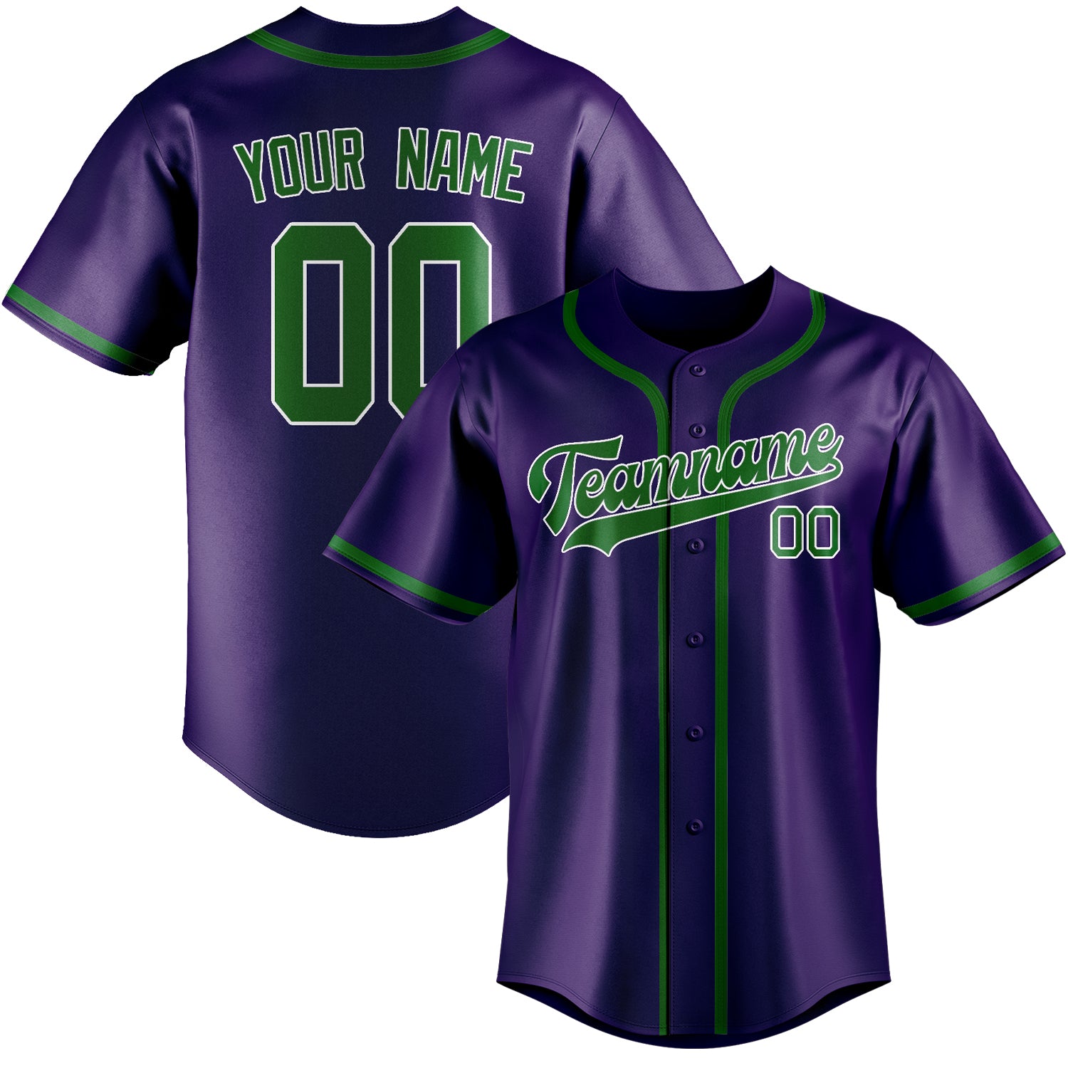 Custom Purple Emerald Green Baseball Jersey