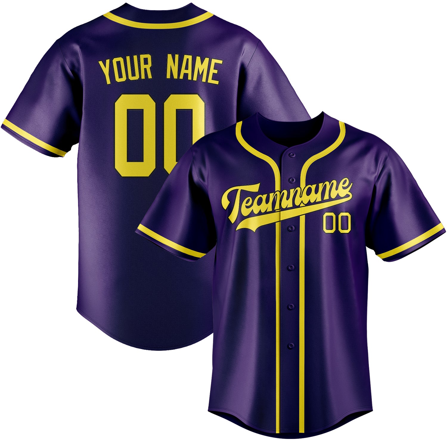 Custom Purple Light Yellow Baseball Jersey