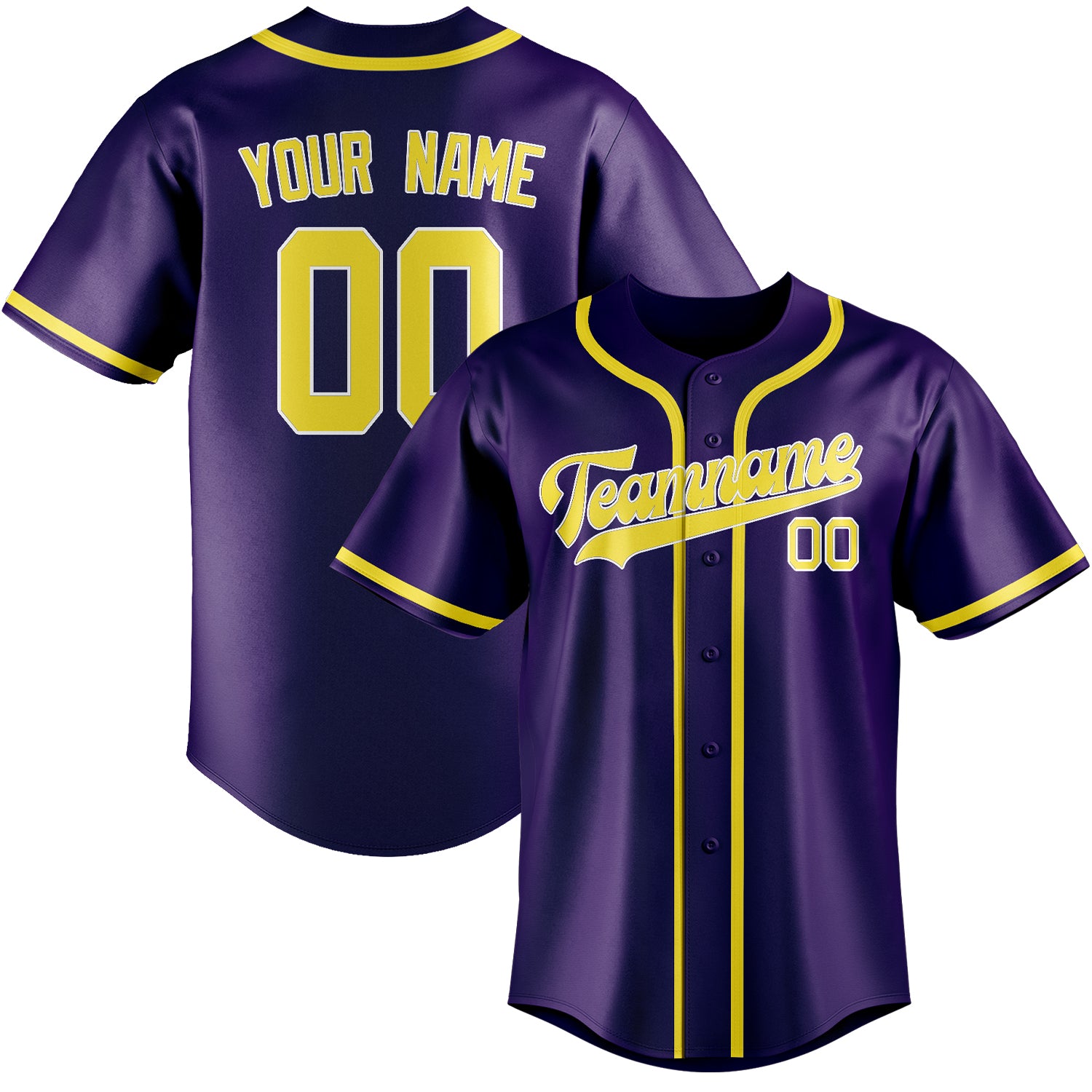 Custom Purple Light Yellow Baseball Jersey