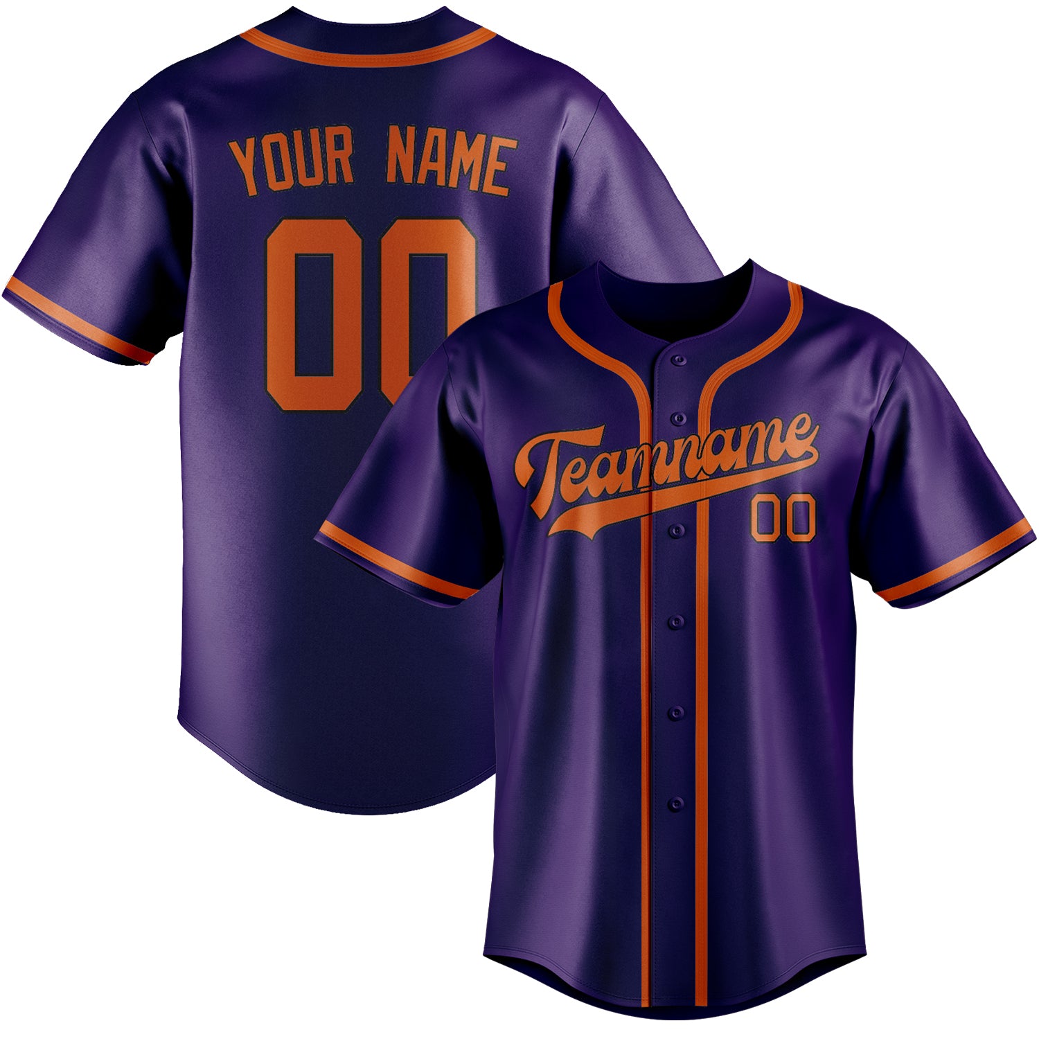 Custom Purple Orange Baseball Jersey
