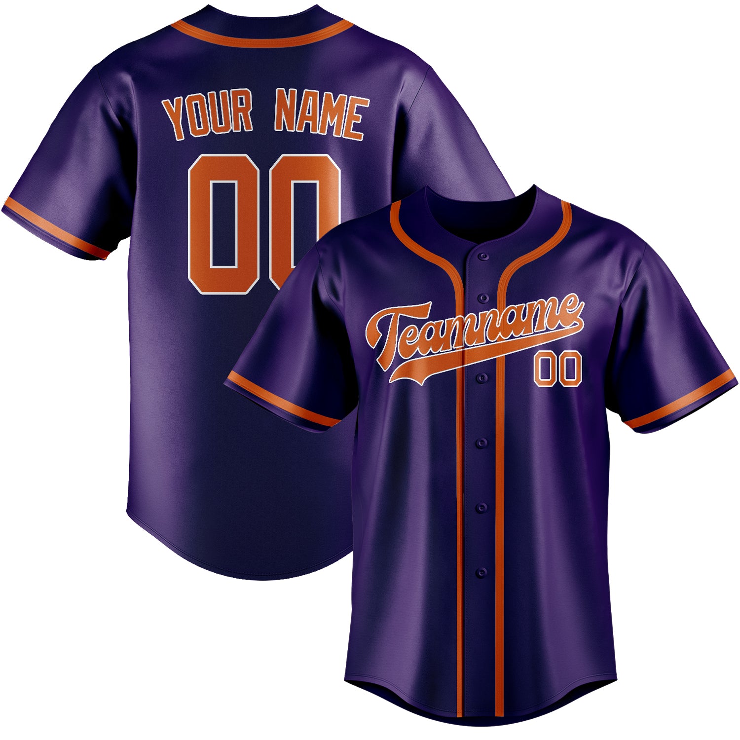 Custom Purple Orange Baseball Jersey