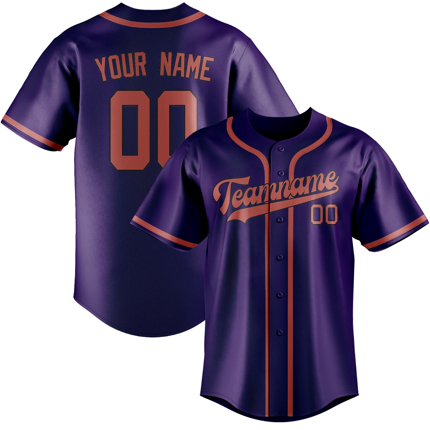 Custom Purple Copper Rose Baseball Jersey